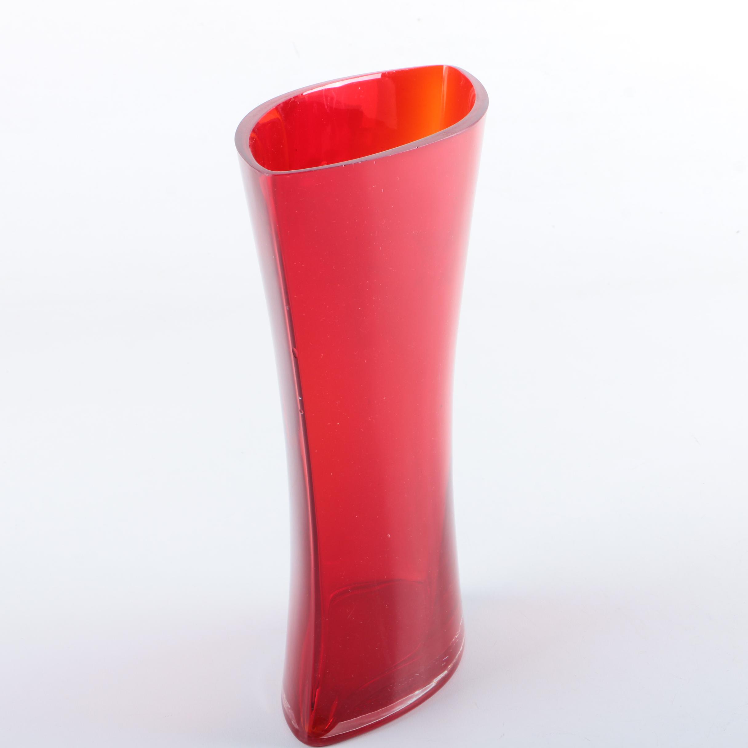 Red Glass Envelope Vase