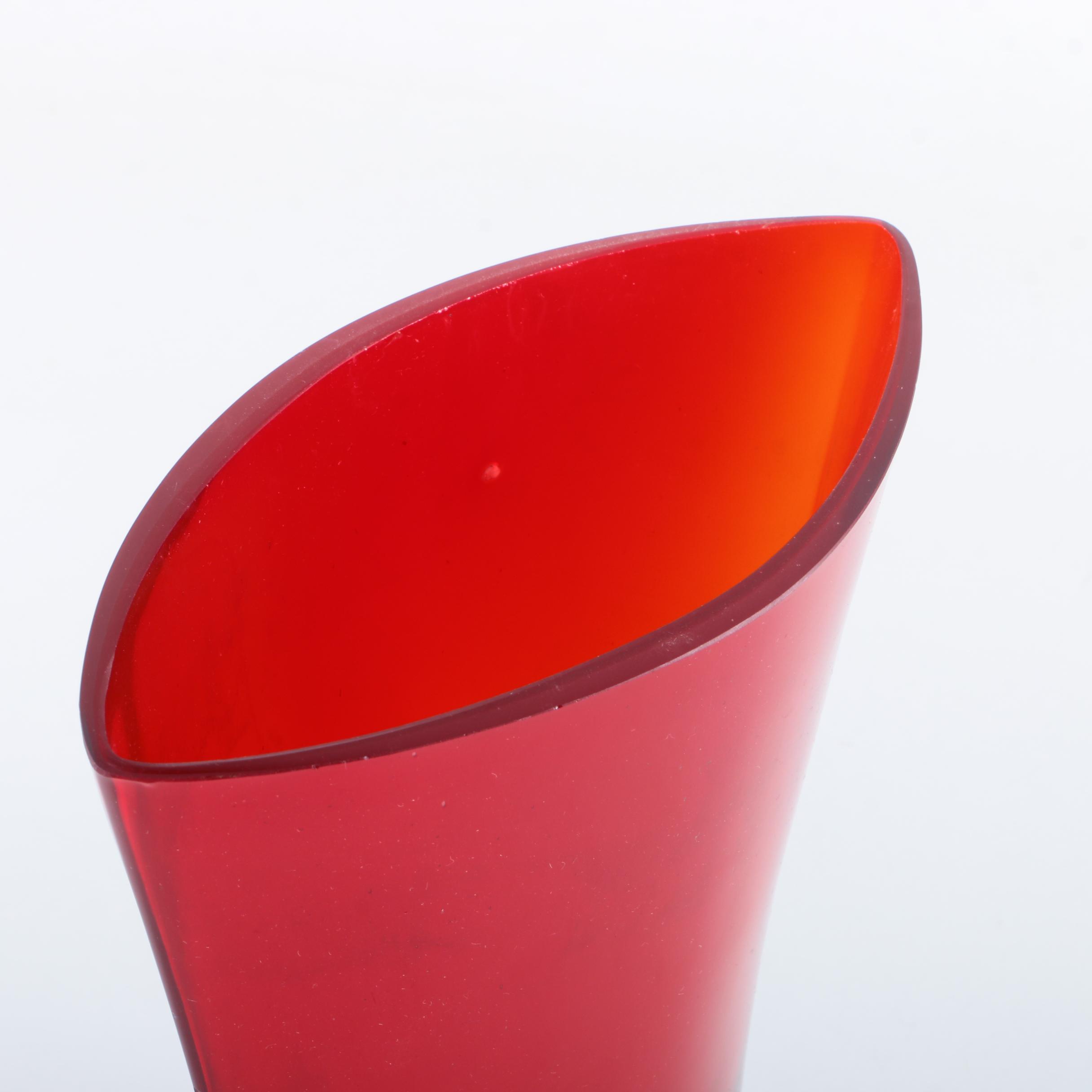 Red Glass Envelope Vase