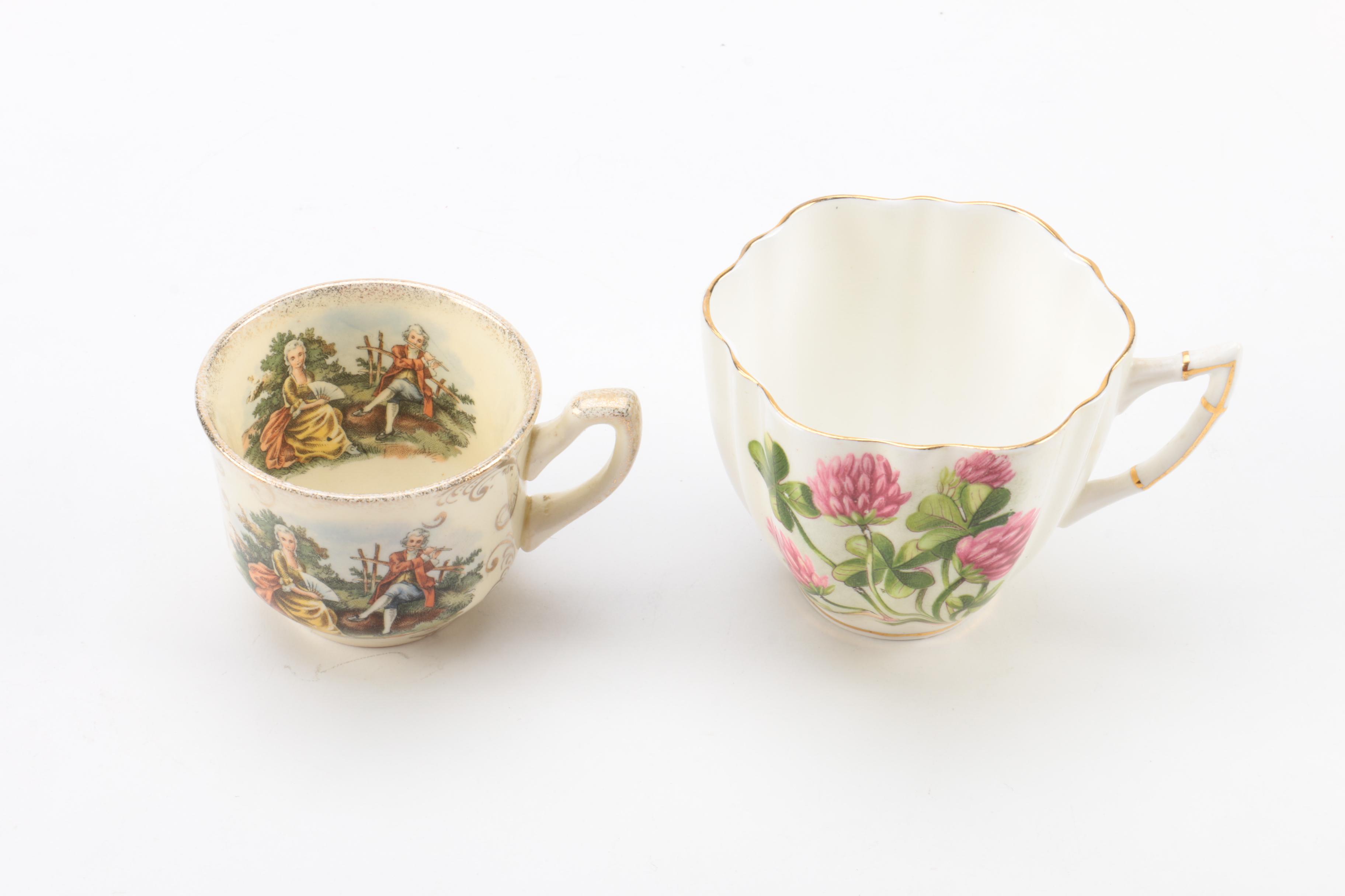 Vintage Hand Painted Teapot and Tableware