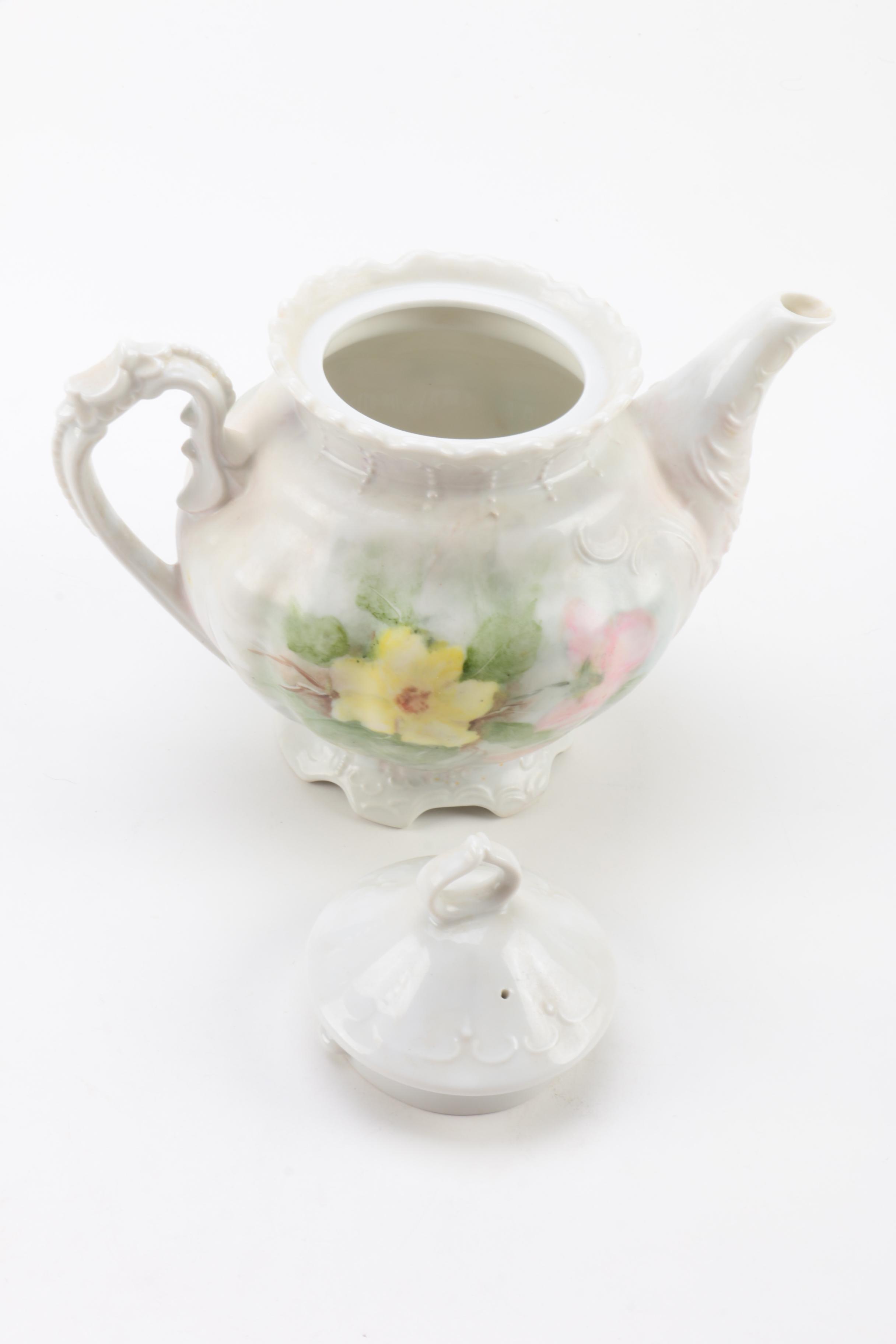Vintage Hand Painted Teapot and Tableware