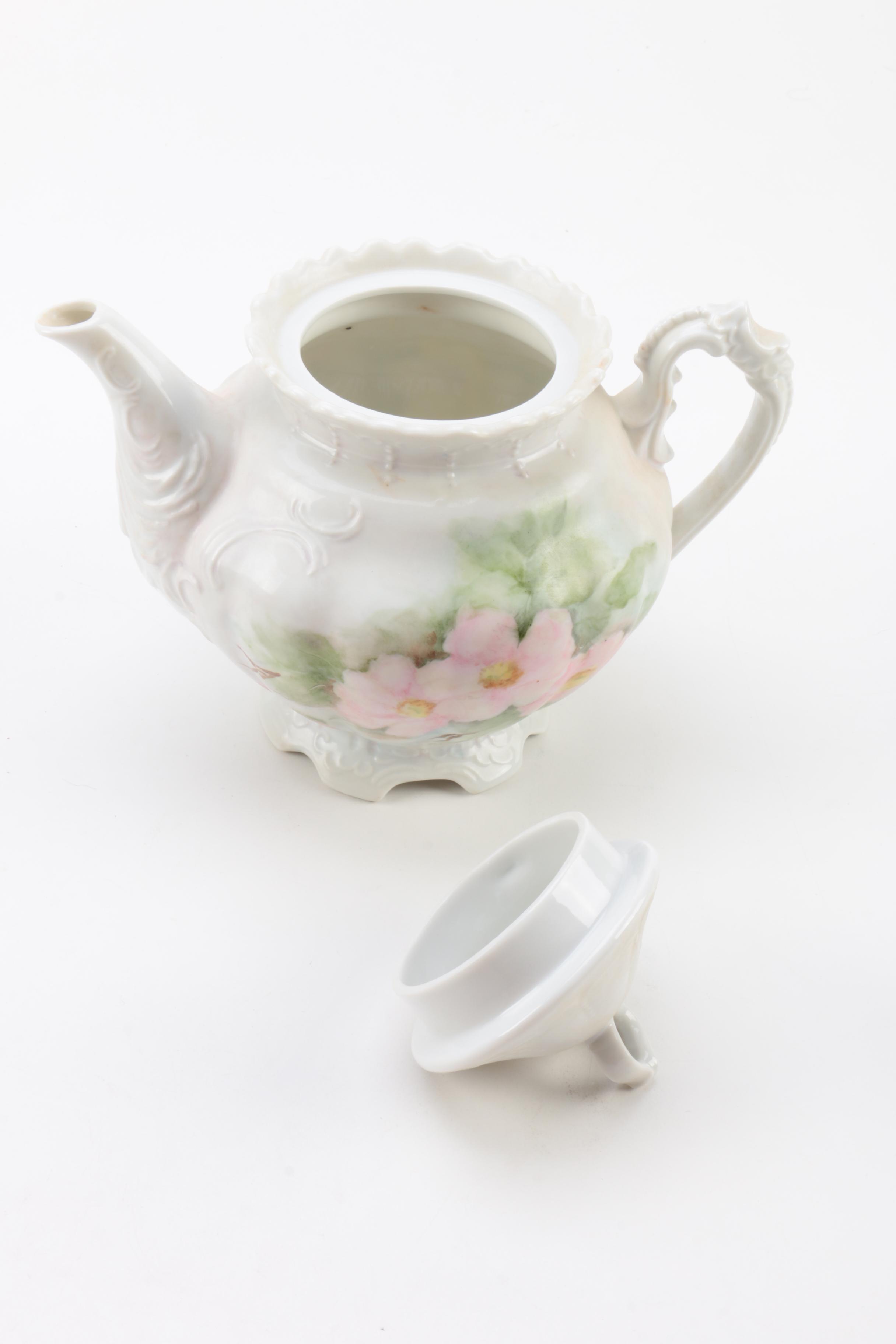 Vintage Hand Painted Teapot and Tableware