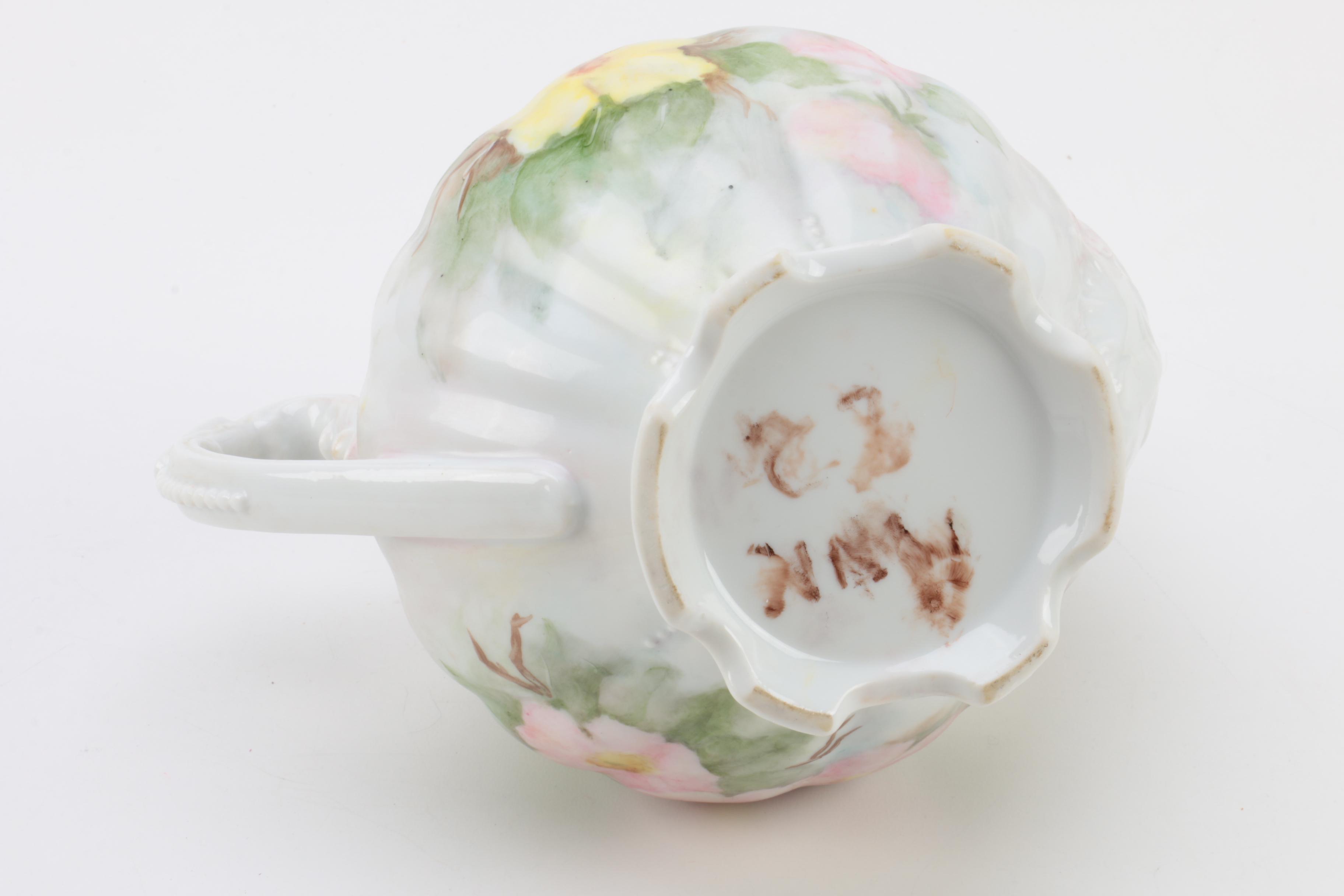 Vintage Hand Painted Teapot and Tableware