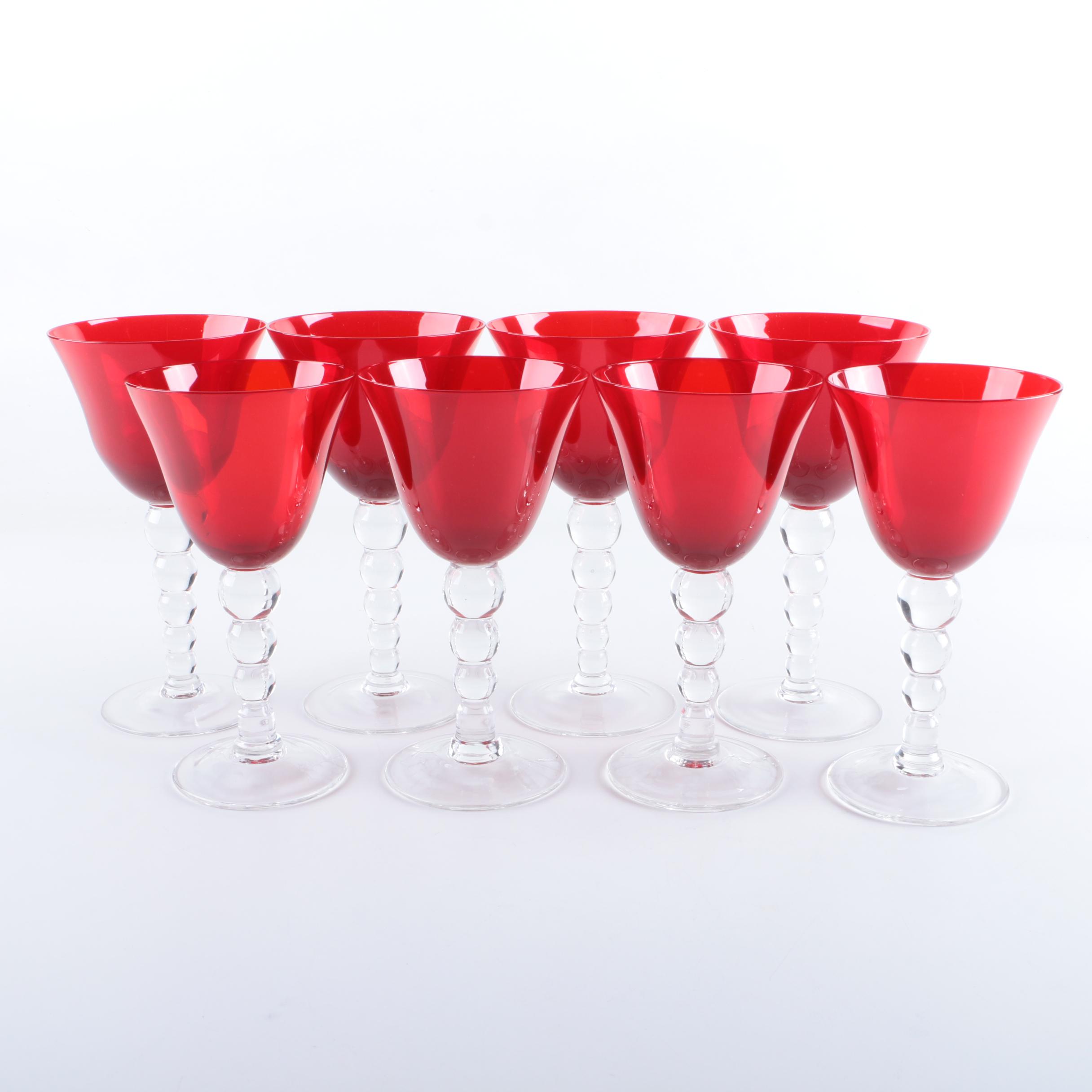 Imperial Glass Red "Candlewick" Wine Glasses