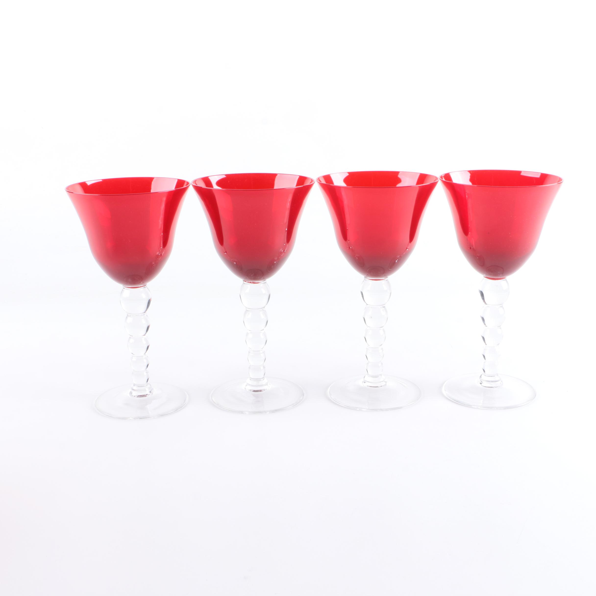 Imperial Glass Red "Candlewick" Wine Glasses