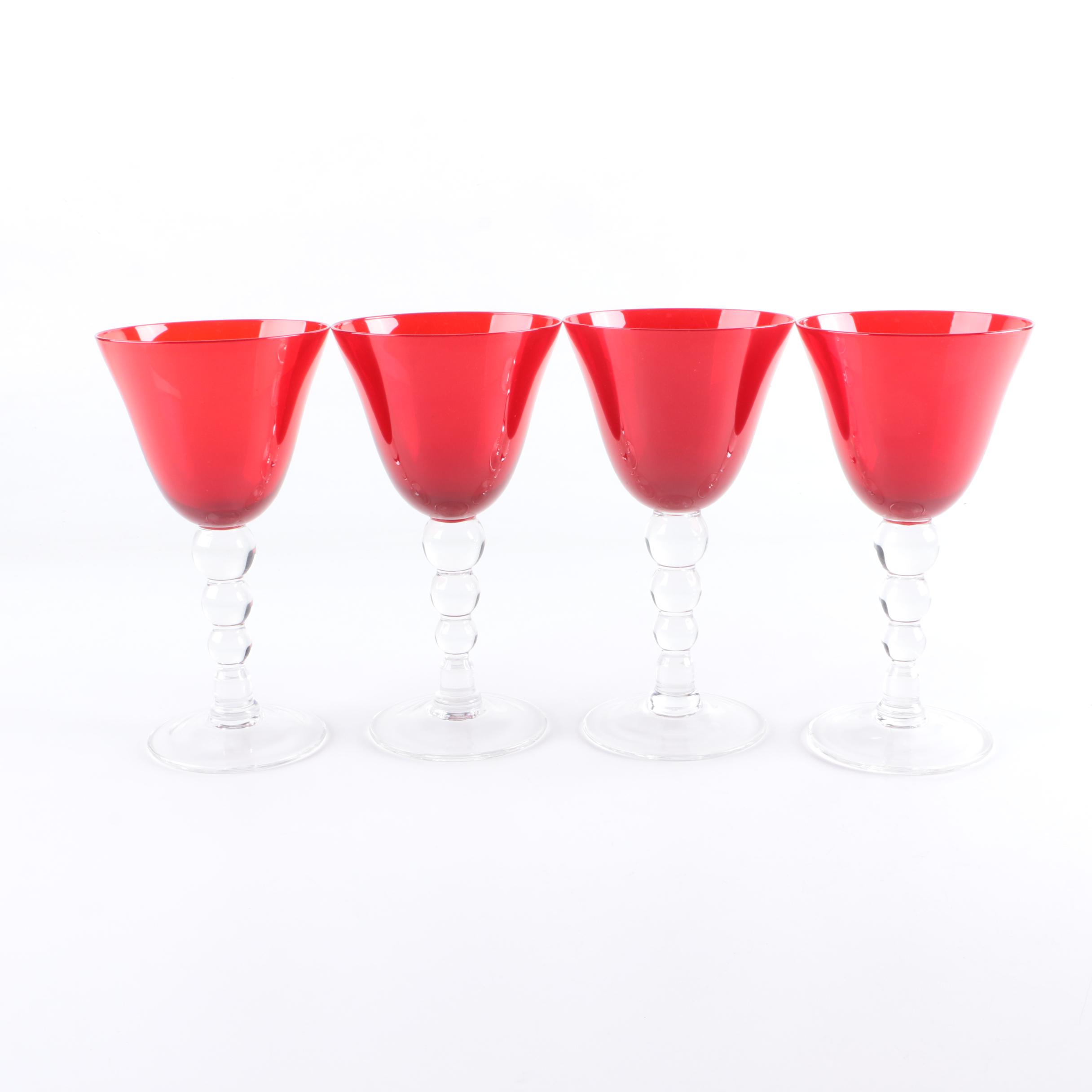 Imperial Glass Red "Candlewick" Wine Glasses