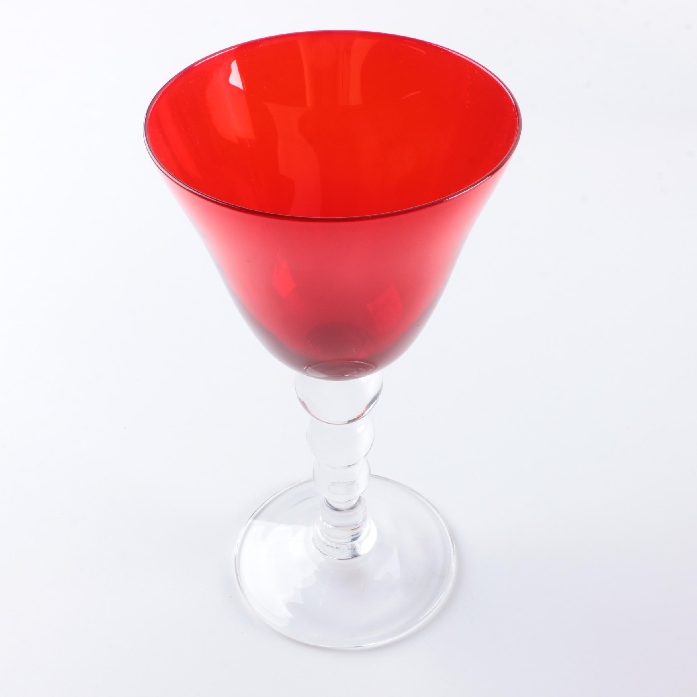 Imperial Glass Red "Candlewick" Wine Glasses