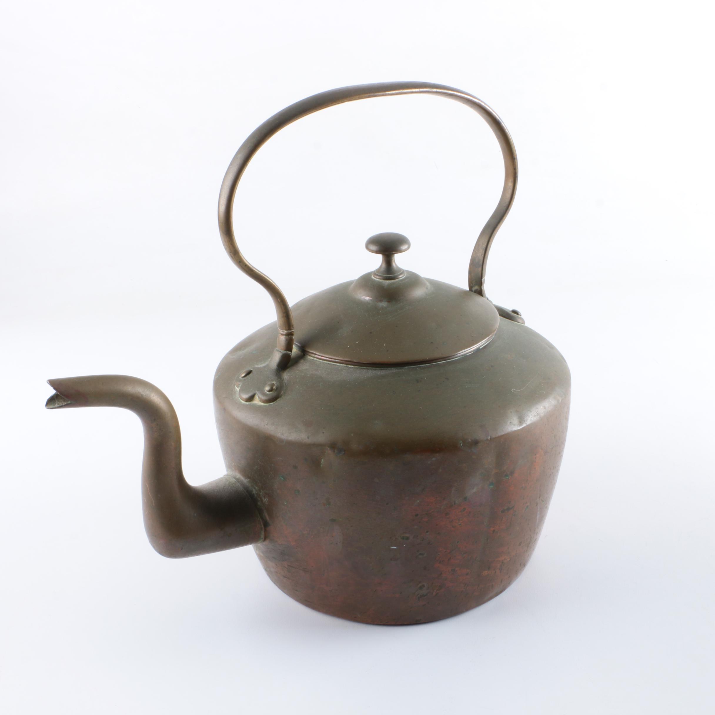 Copper Kettle and Brass Stand