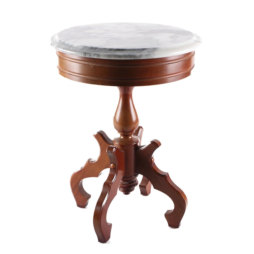 Victorian Style Mahogany and Marble Side Table