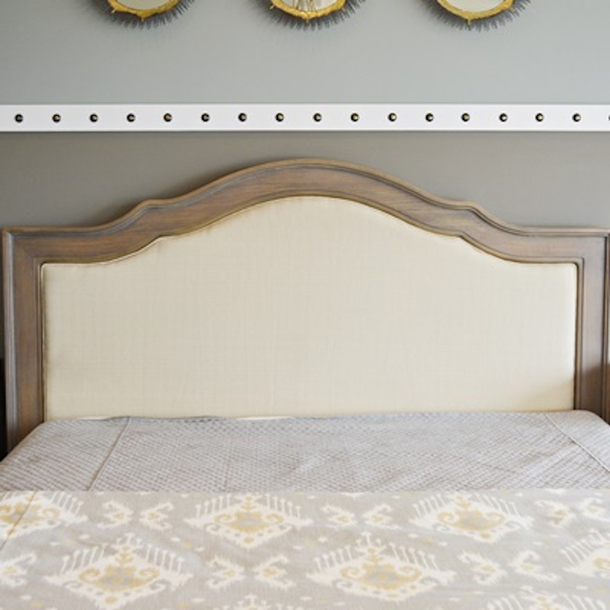 Queen Size Headboard With Linen Inset