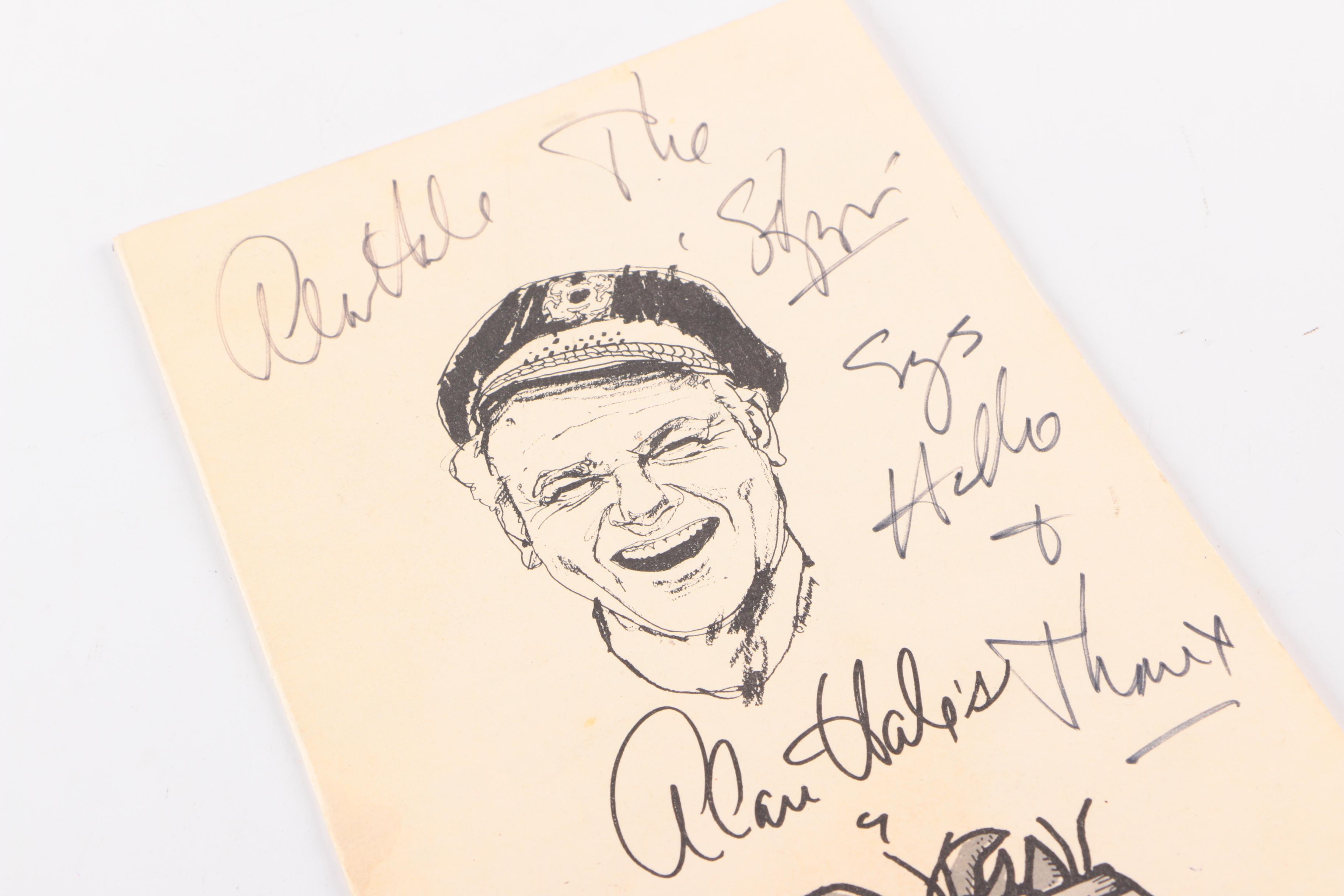 Alan Hale Autographed Lobster Barrel Restaurant Menu