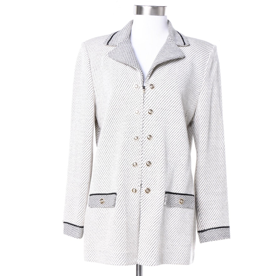 St. John Collection Knit Blazer in White and Black