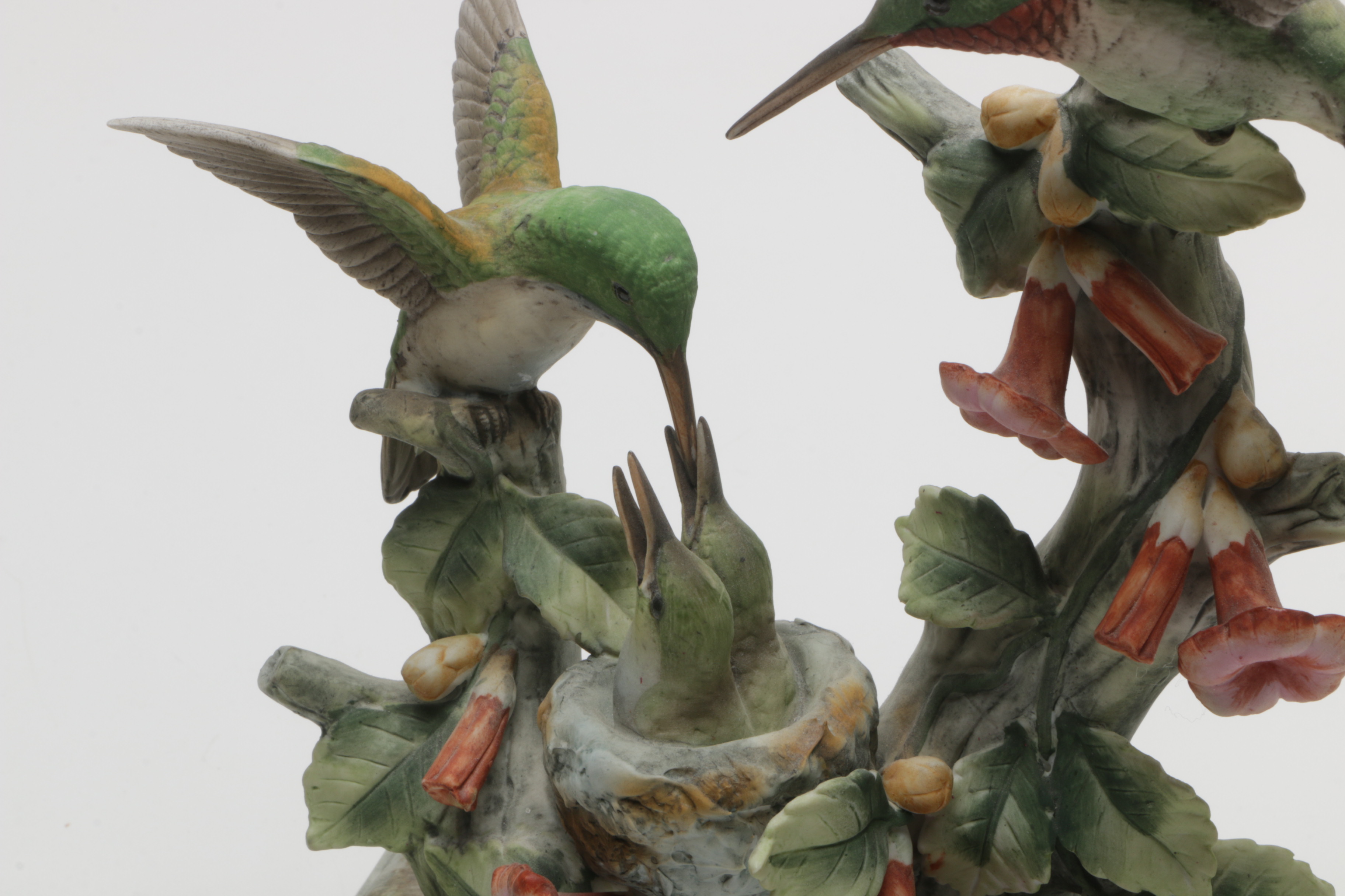 Andrea "Canary" and "Ruby-Throated Hummingbird" Porcelain Bird Figurines
