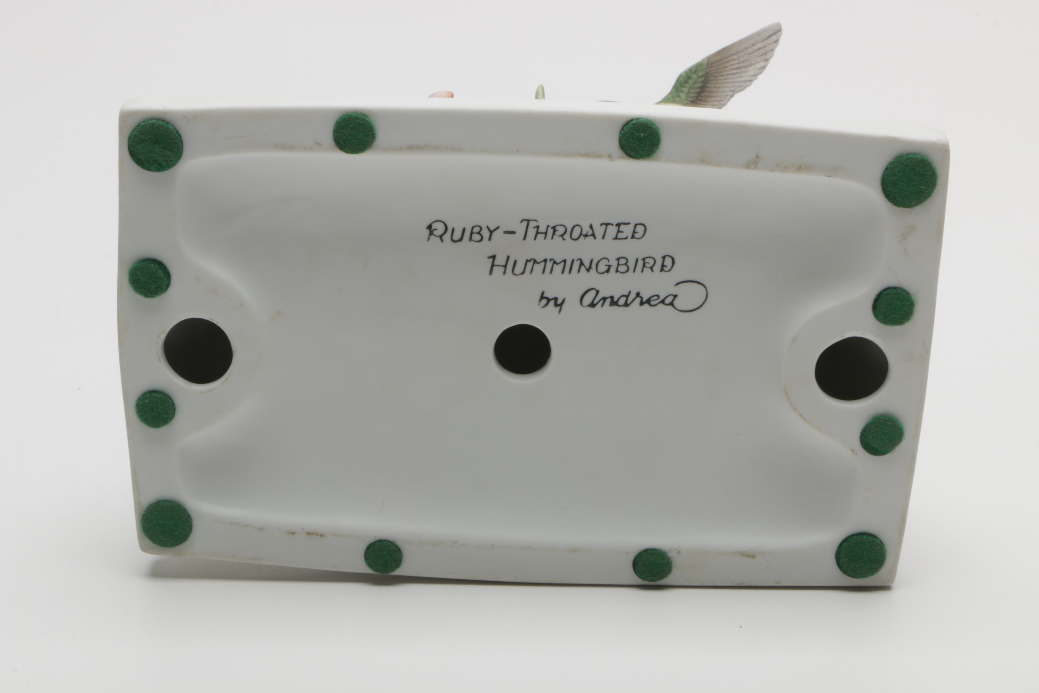 Andrea "Canary" and "Ruby-Throated Hummingbird" Porcelain Bird Figurines