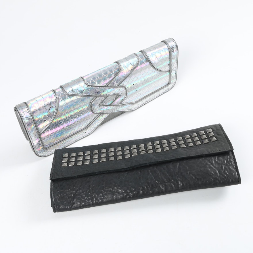 Katherine Fleming Python Clutch and Graham & Spencer Leather Clutch