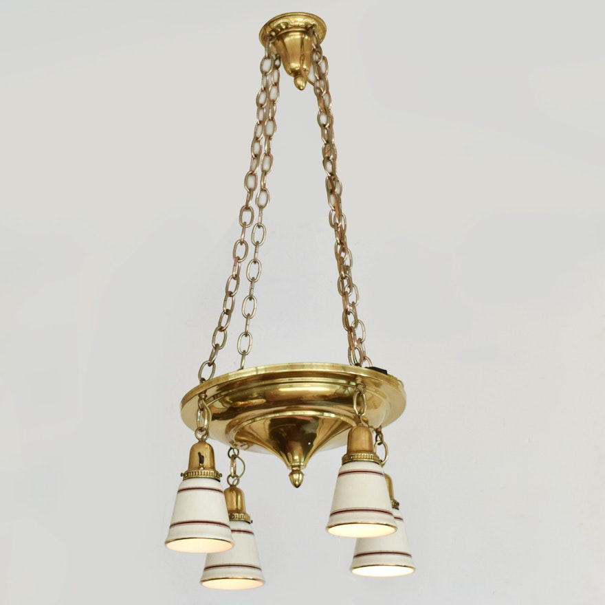 Four Light Brass Pan Chandelier