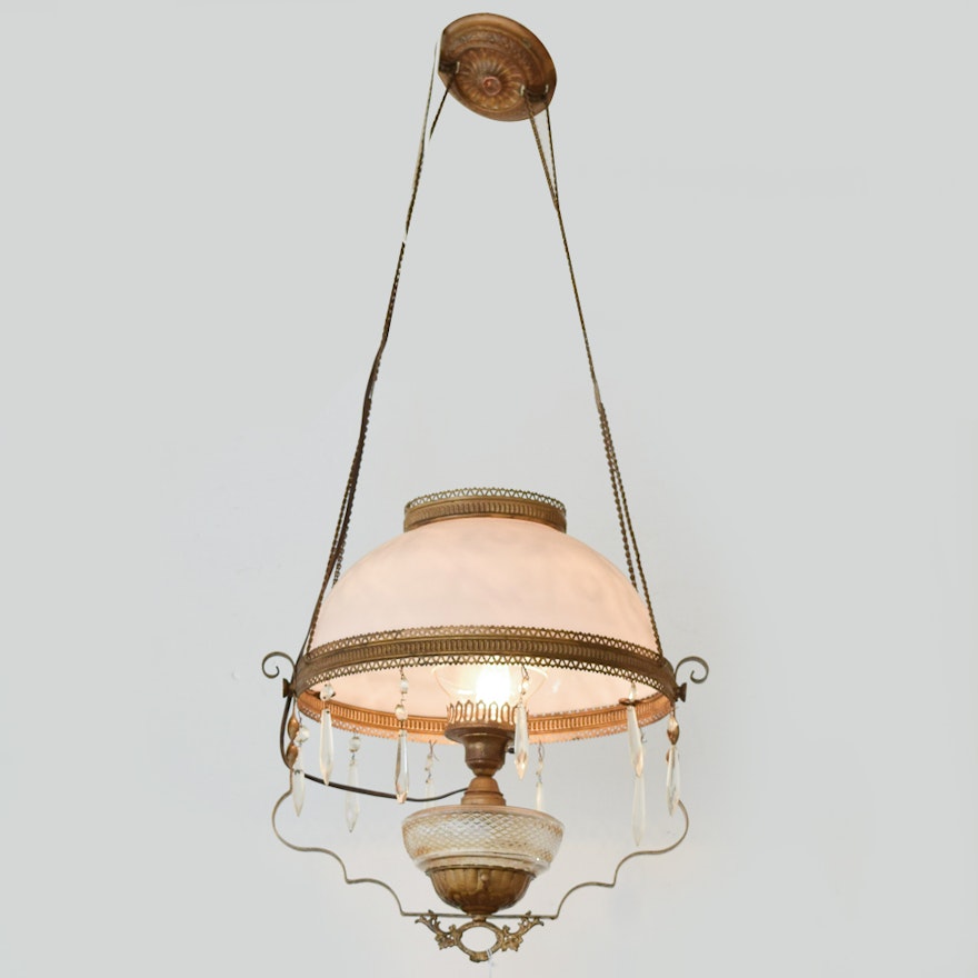 Converted Antique Victorian Oil Lamp Chandelier