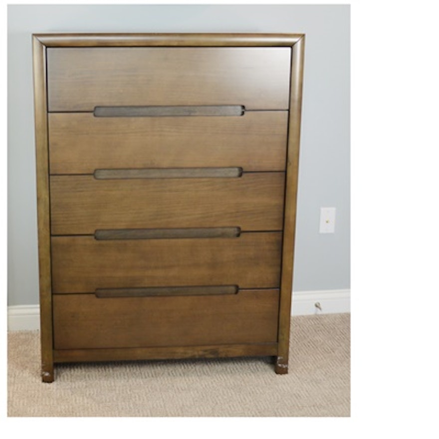 Dark Stained Five Drawer Dresser