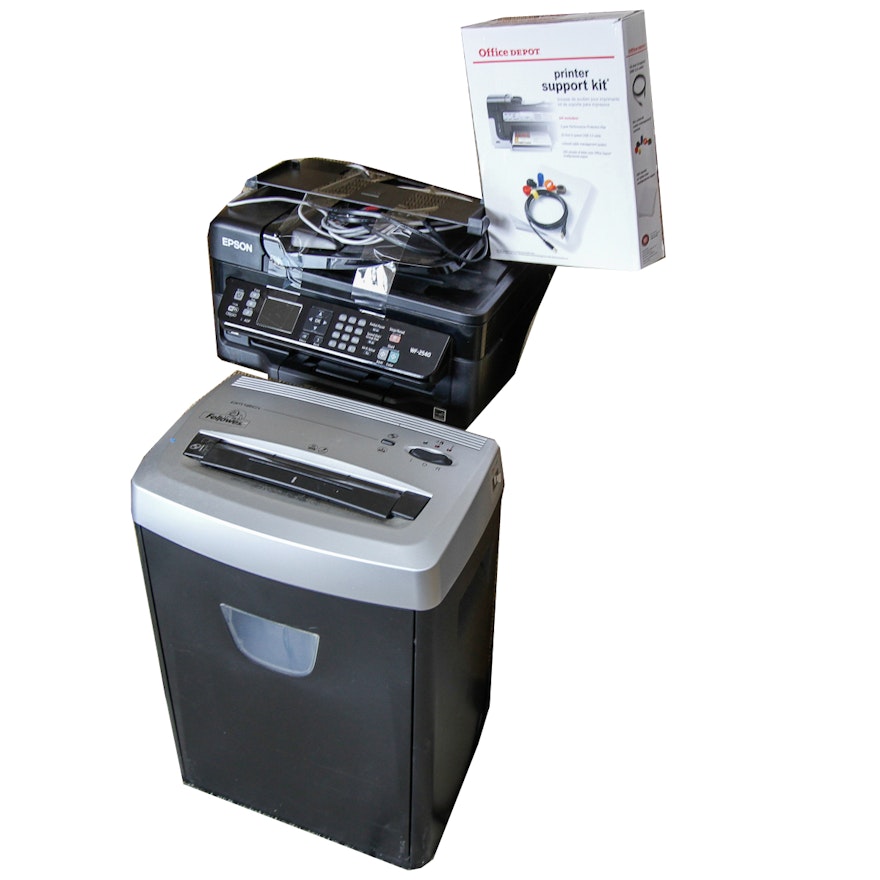 Epson WF-2540 Printer and Fellows Shredder