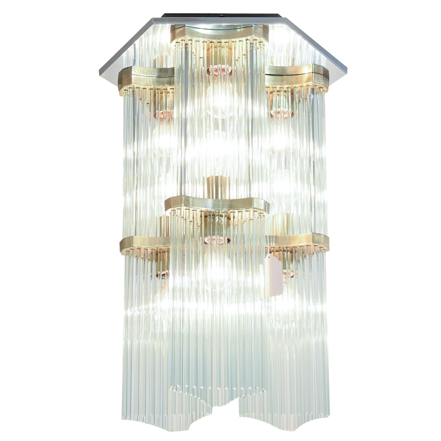 Art Deco Style Glass Rod Chandelier