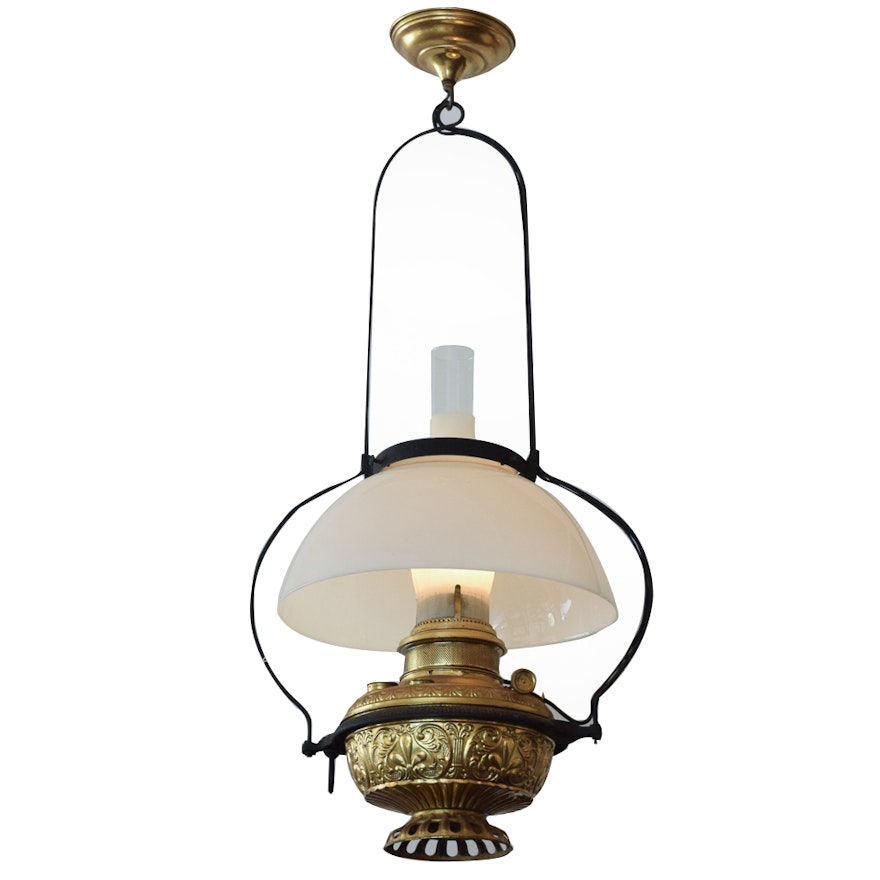 Antique Converted Oil Lamp Chandelier