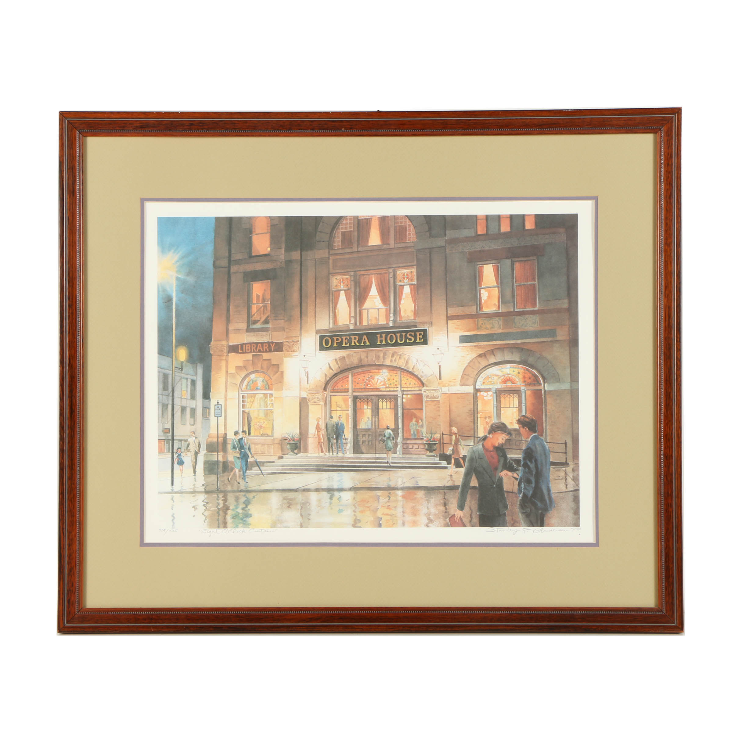 Stanley F. Anderson Limited Edition Offset Lithograph "Eight O'Clock Curtain"