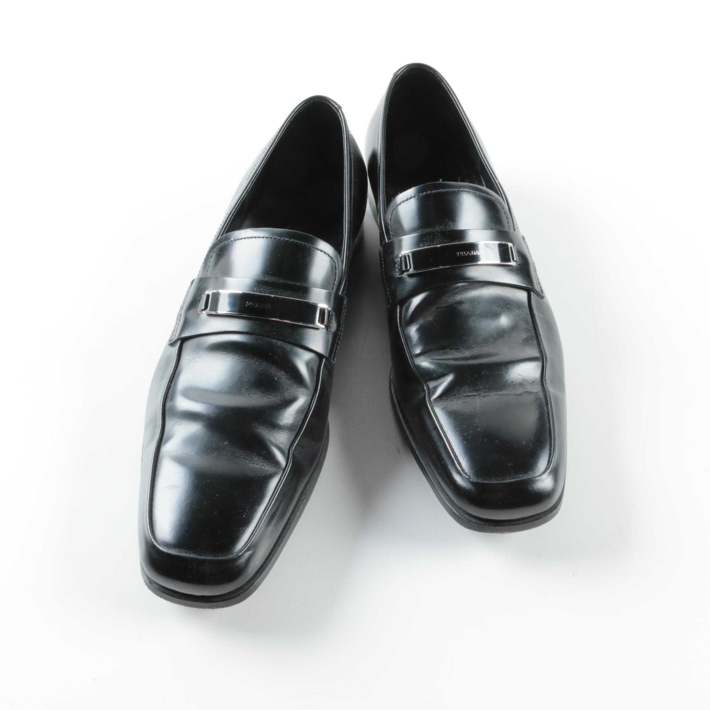 Men's Prada Black Leather Loafers