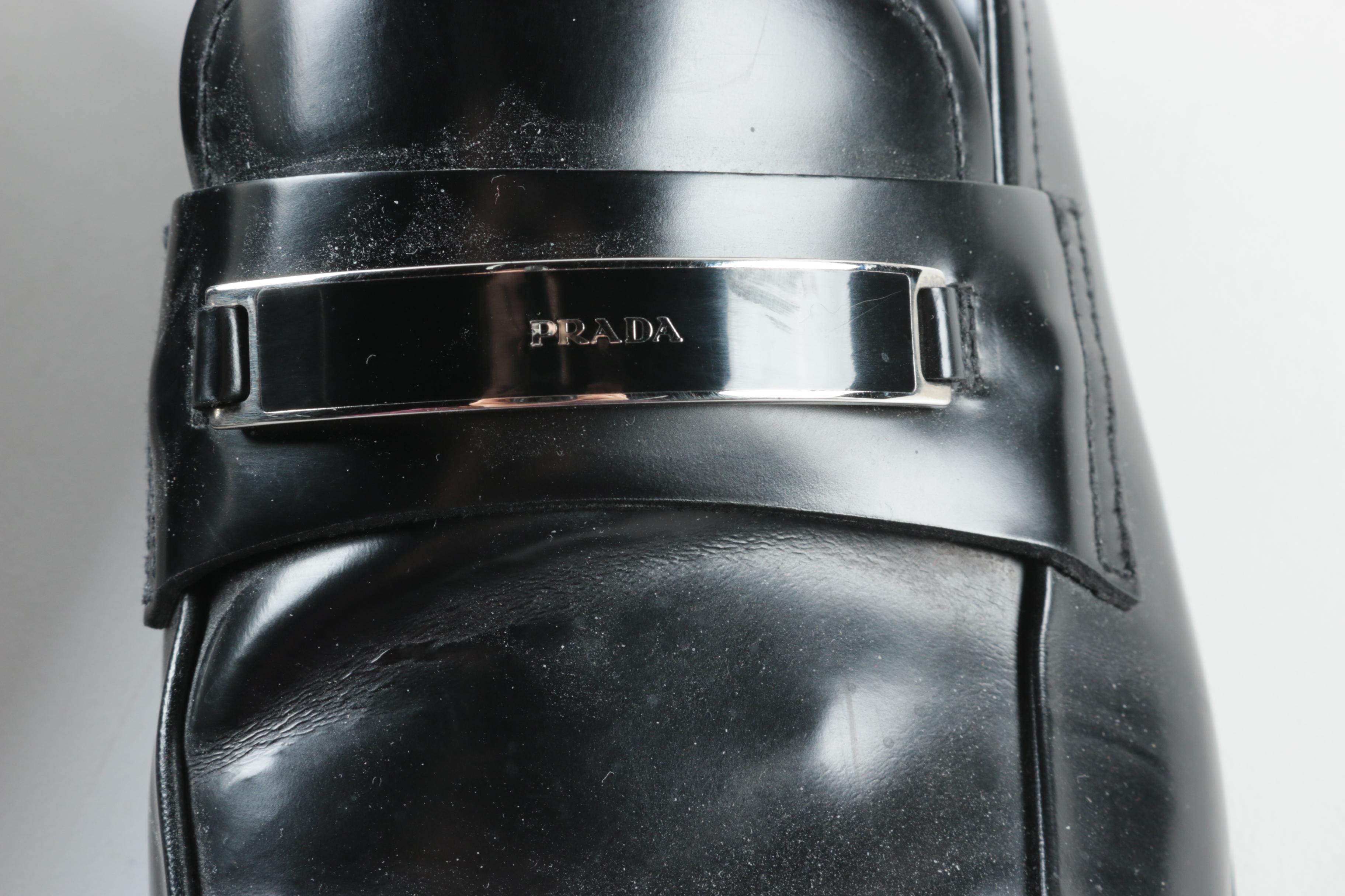 Men's Prada Black Leather Loafers