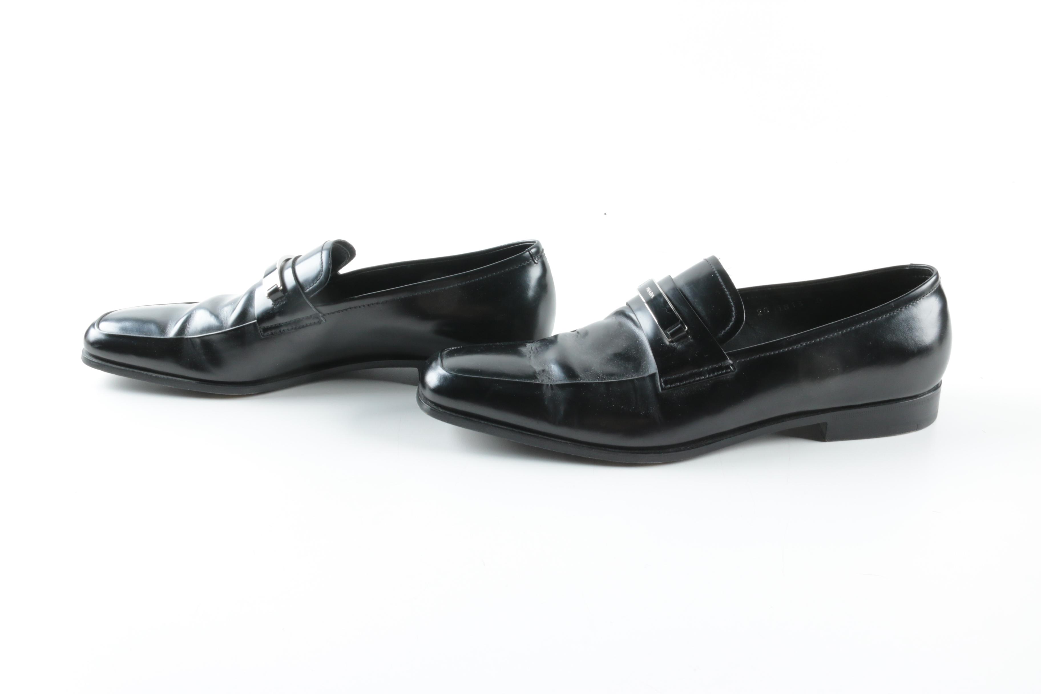 Men's Prada Black Leather Loafers