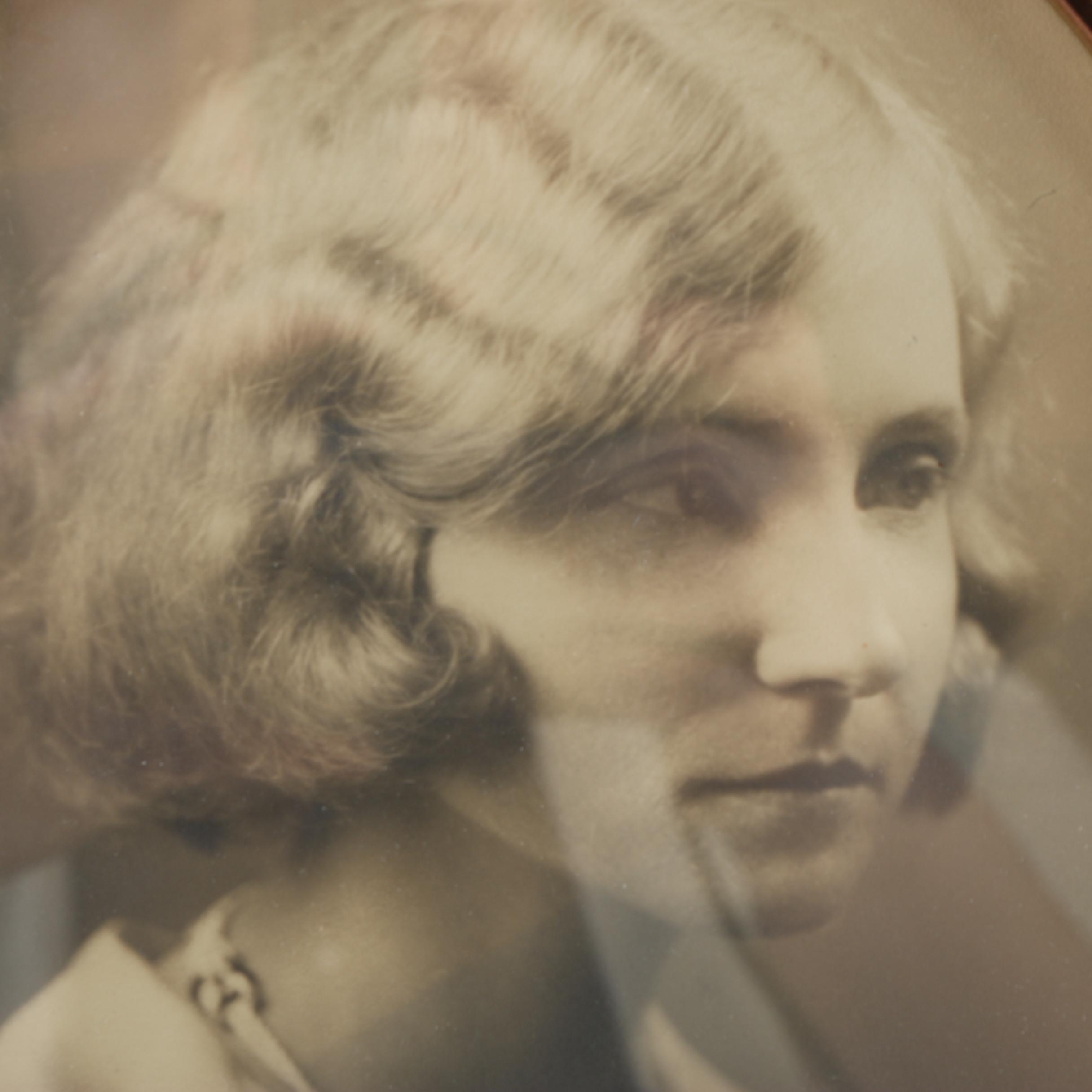 Vintage Gelatin-Silver Photographic Portrait in Frame