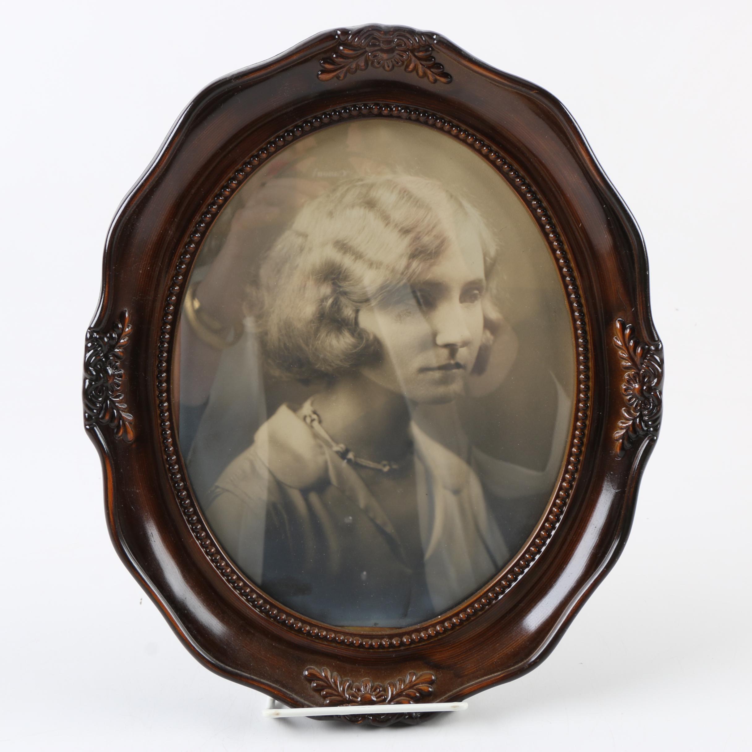 Vintage Gelatin-Silver Photographic Portrait in Frame