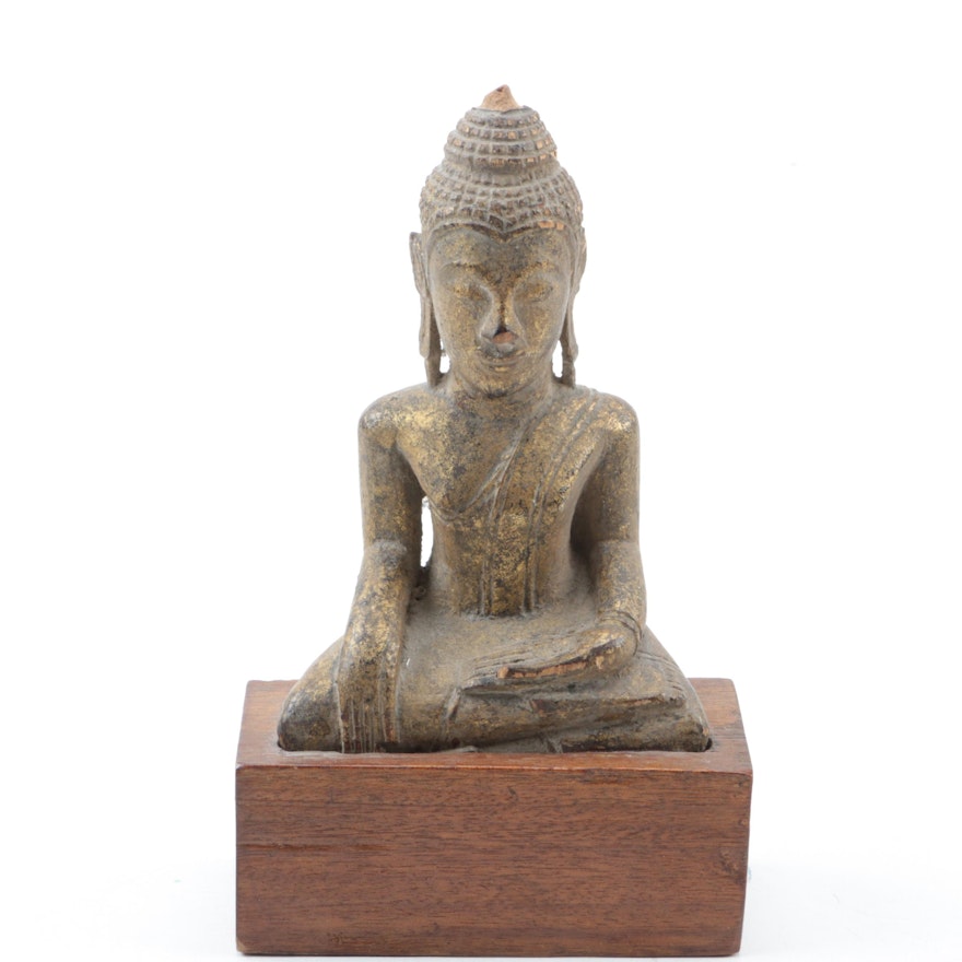 Gilt Gautama Buddha Statue Carved From Wood