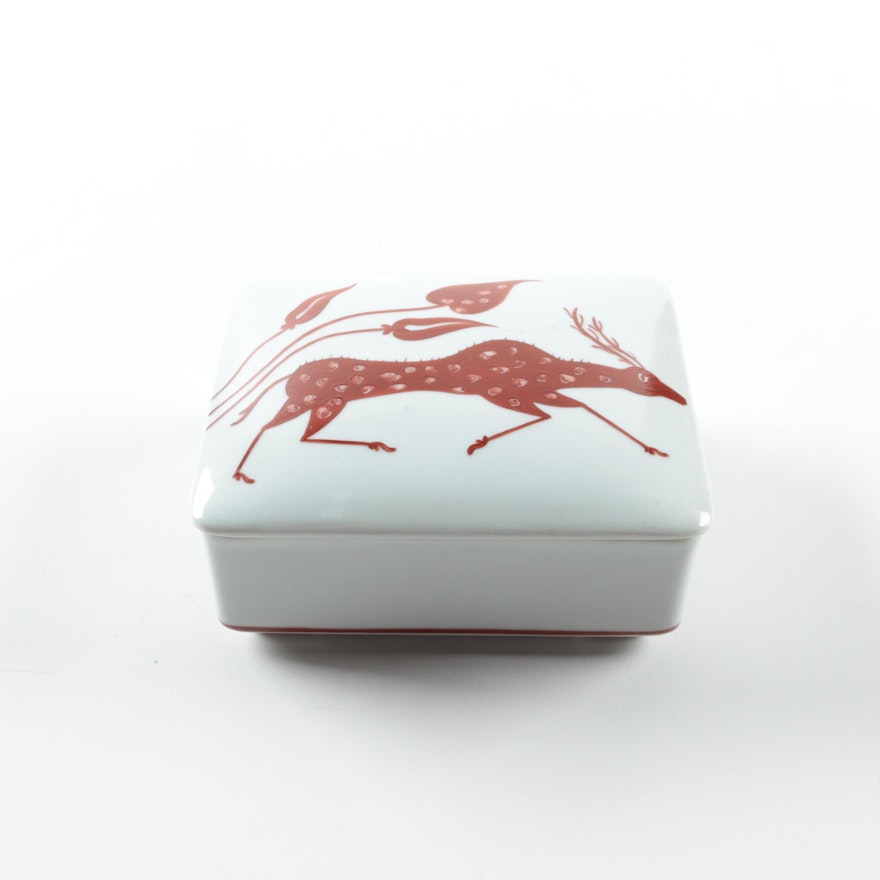 Hand-Painted Porcelain Trinket Box by Block Vista Alegre Portugal