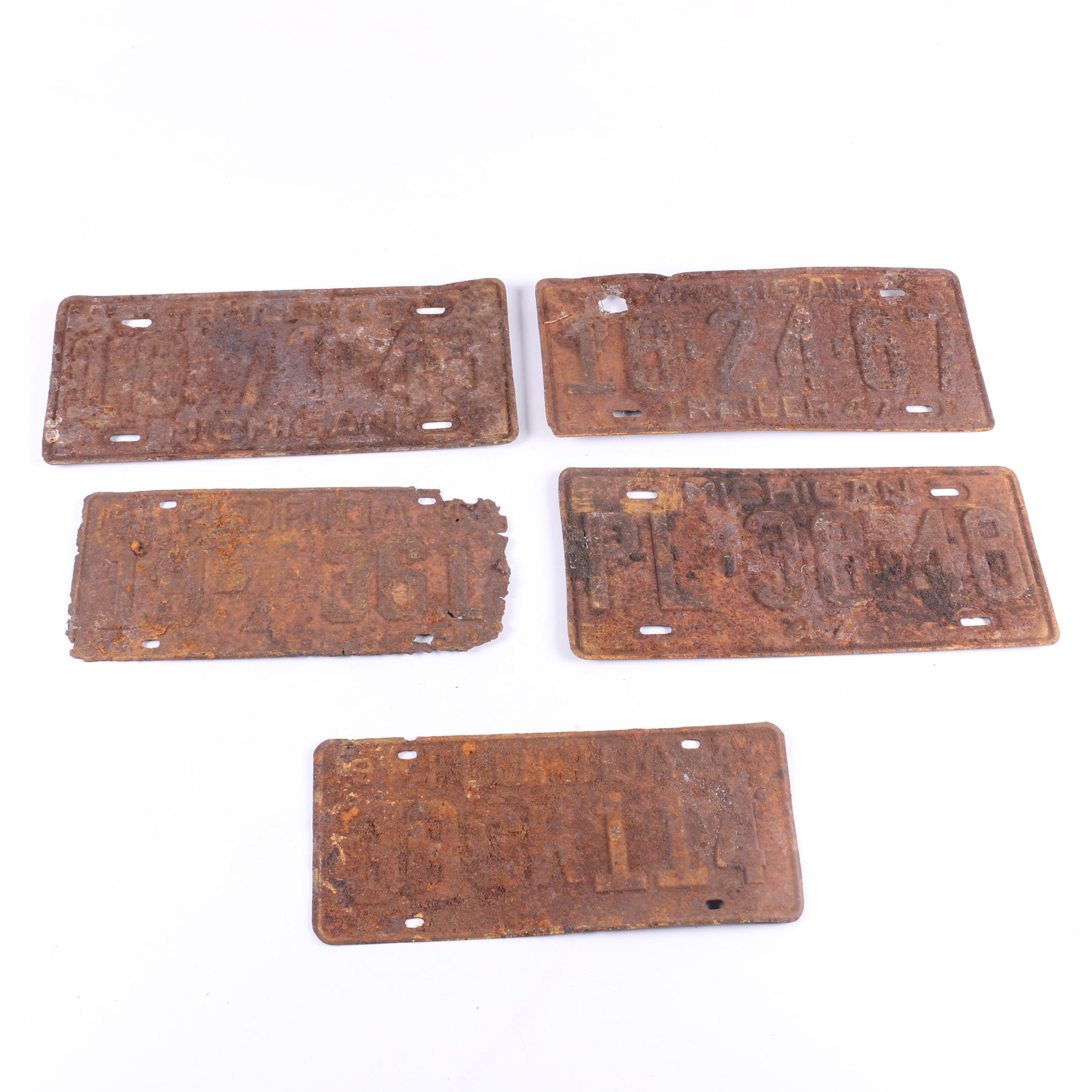 Vintage Florida and Michigan License Plates