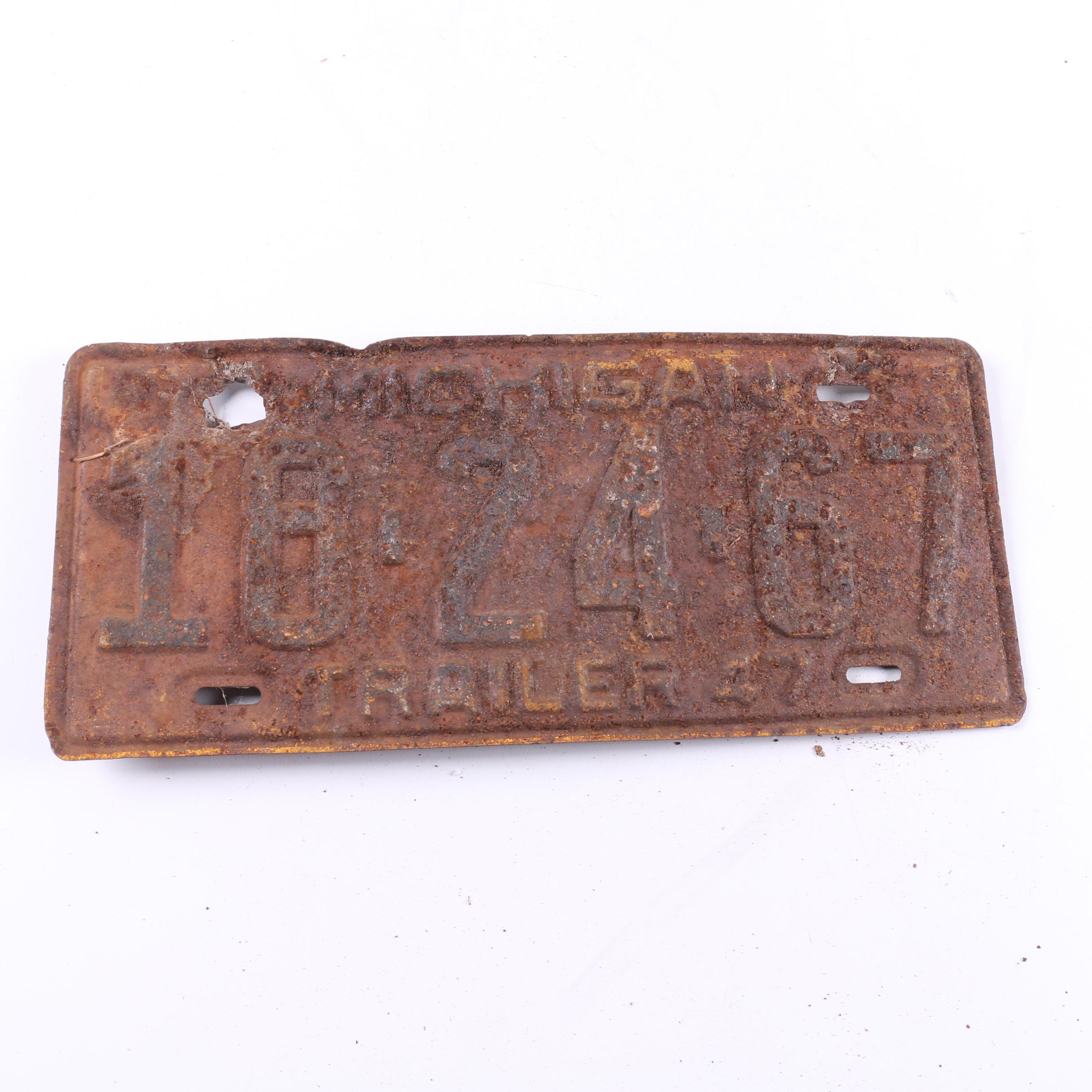 Vintage Florida and Michigan License Plates