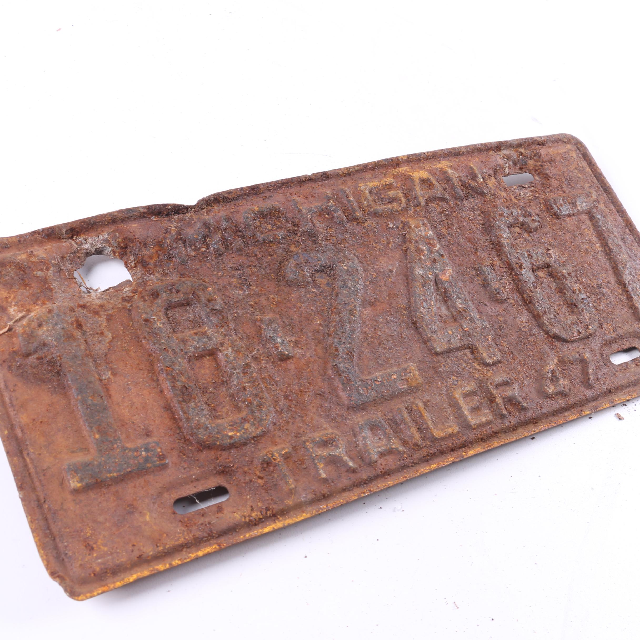 Vintage Florida and Michigan License Plates