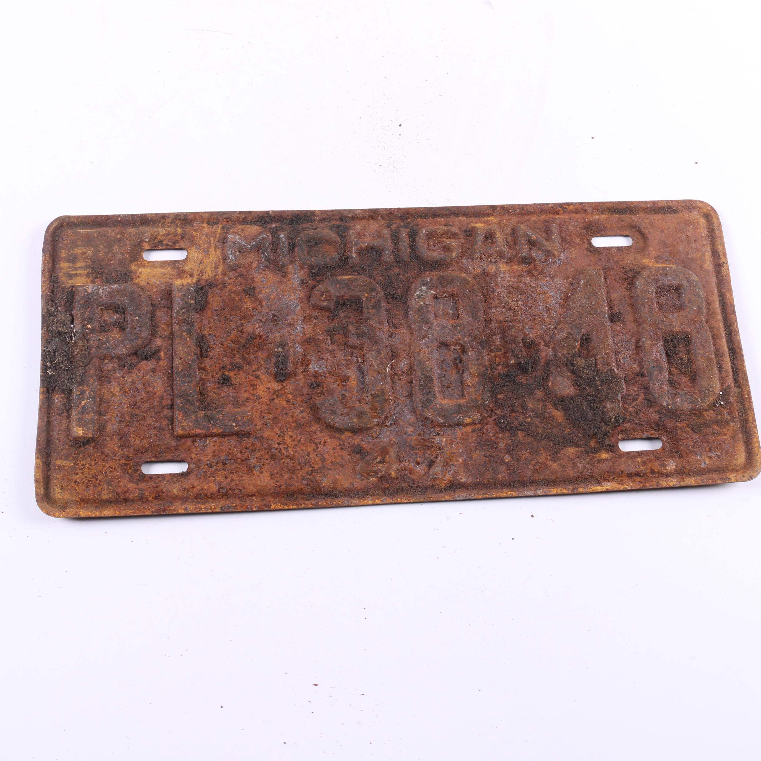 Vintage Florida and Michigan License Plates