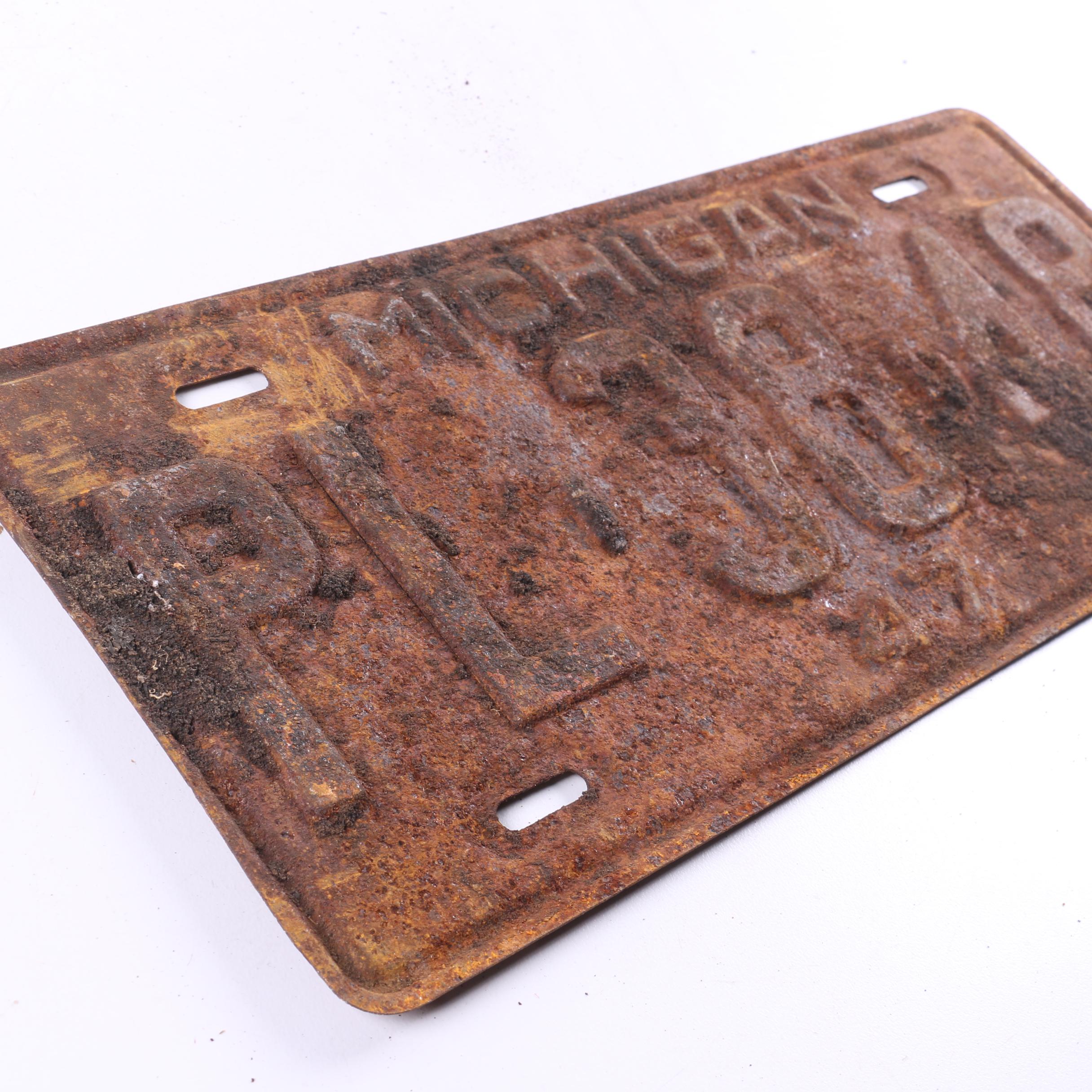 Vintage Florida and Michigan License Plates