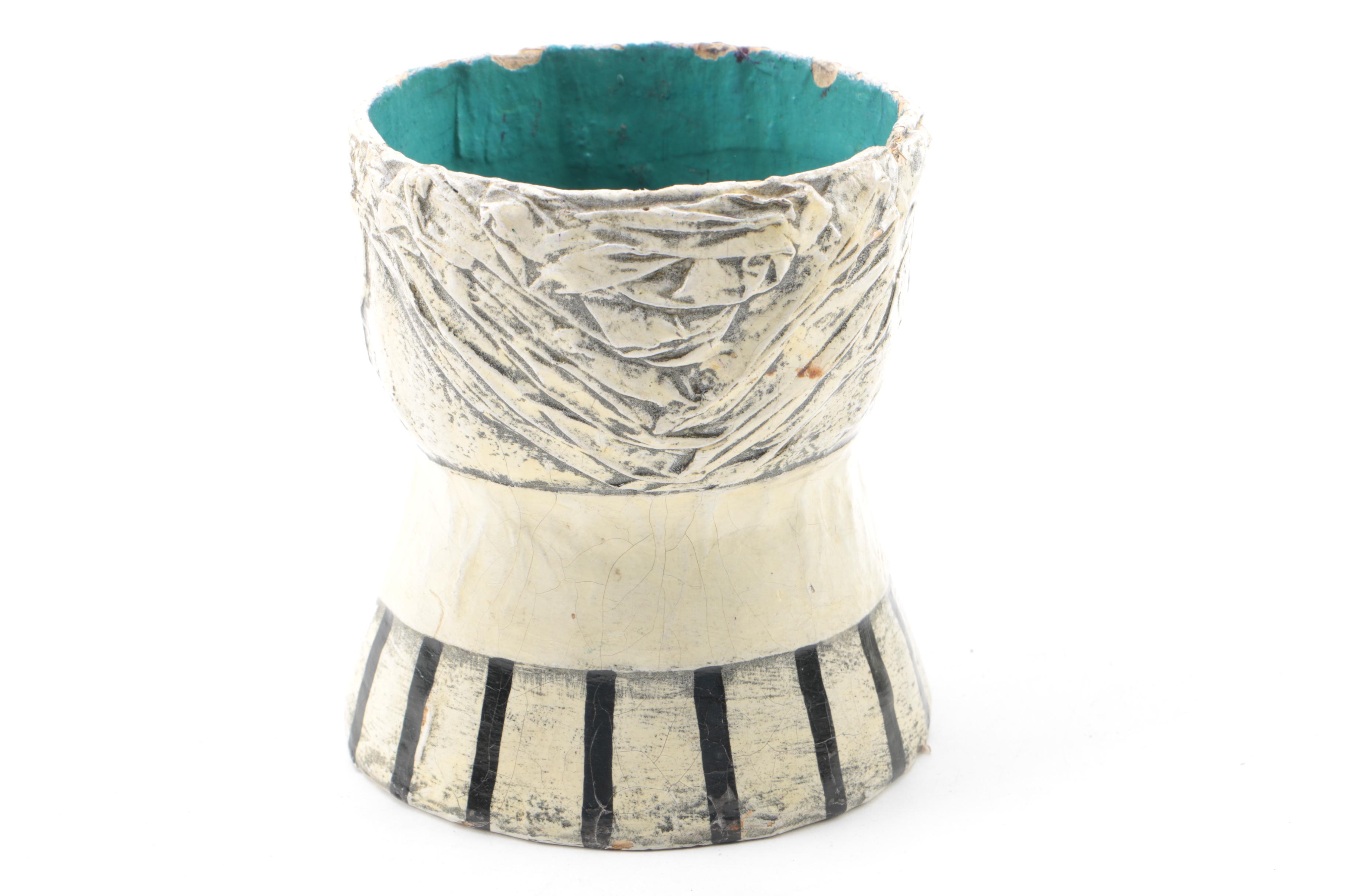 Folk Art Man and Woman Papier Mache Vases by Gemma Taccogna