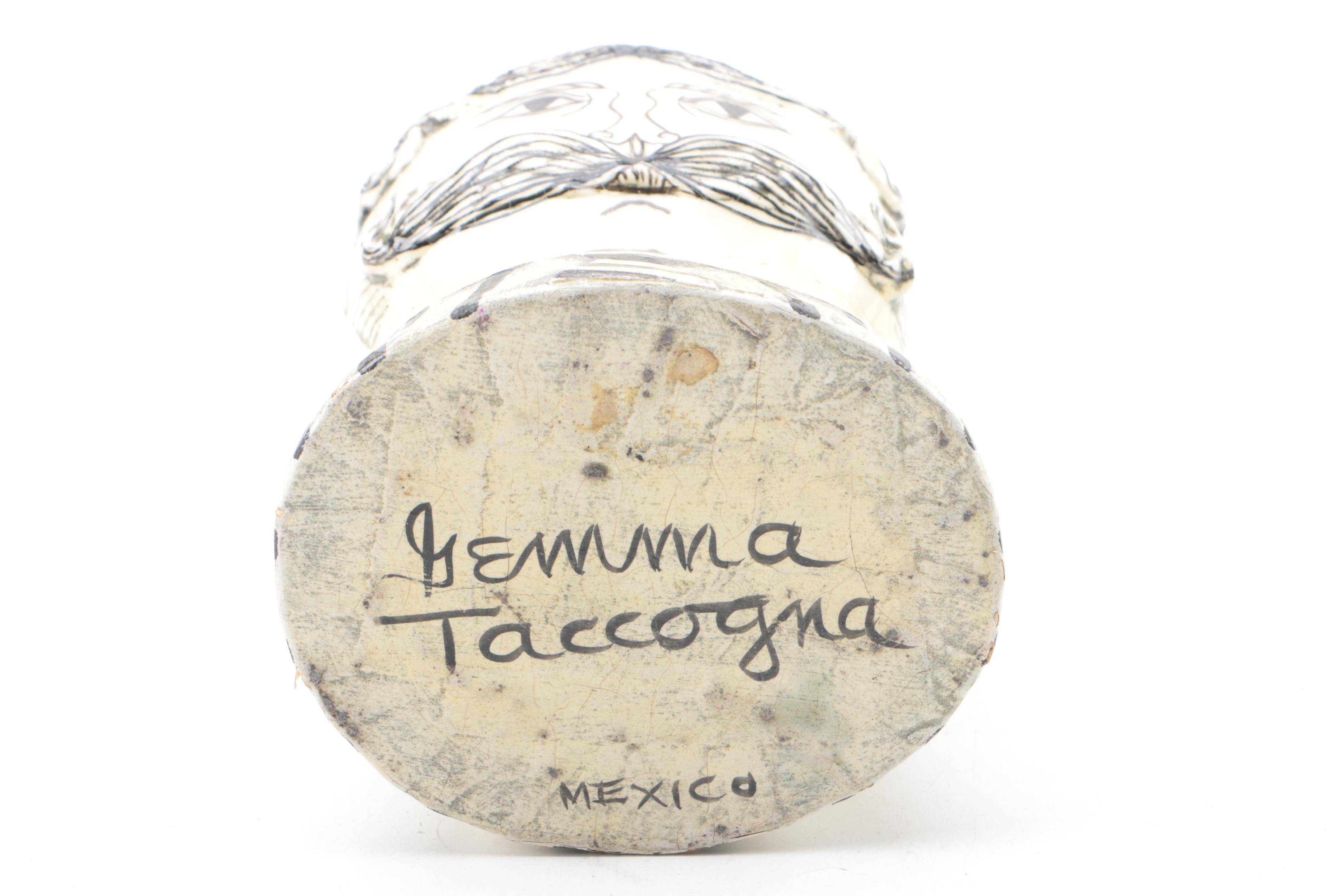 Folk Art Man and Woman Papier Mache Vases by Gemma Taccogna