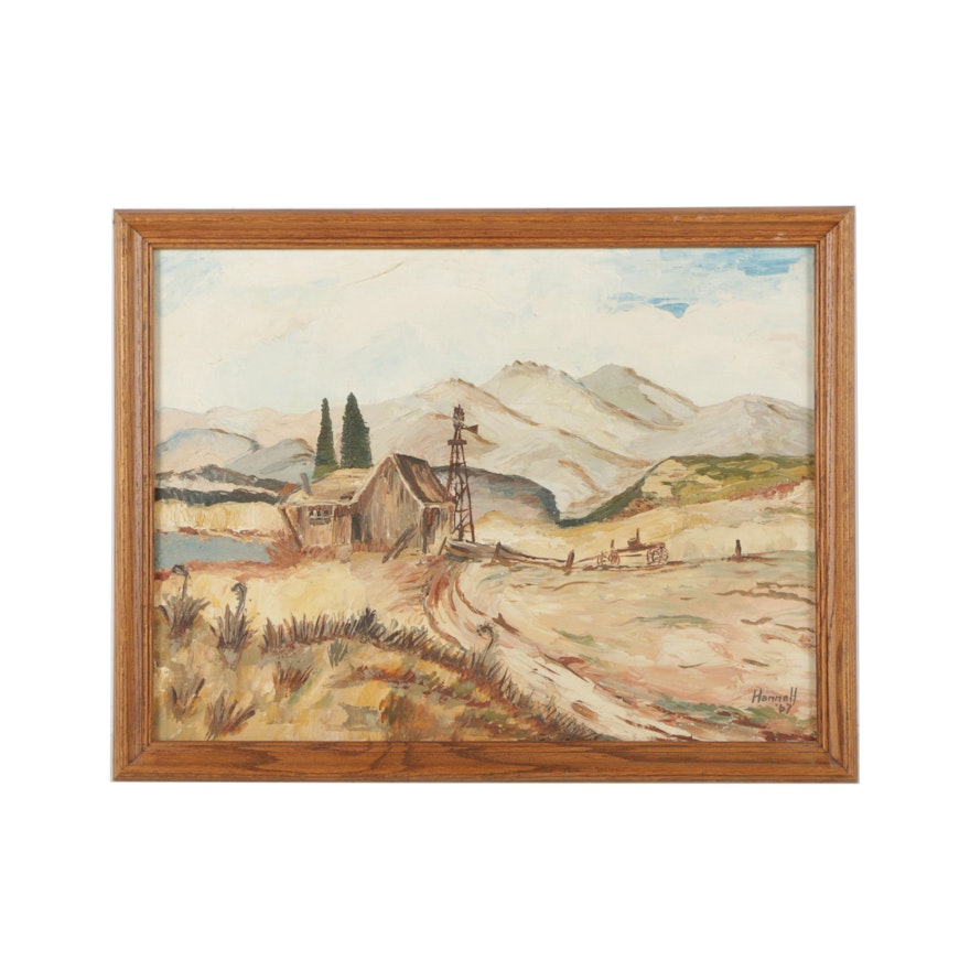 Hannah 1967 Oil Painting of a Farm