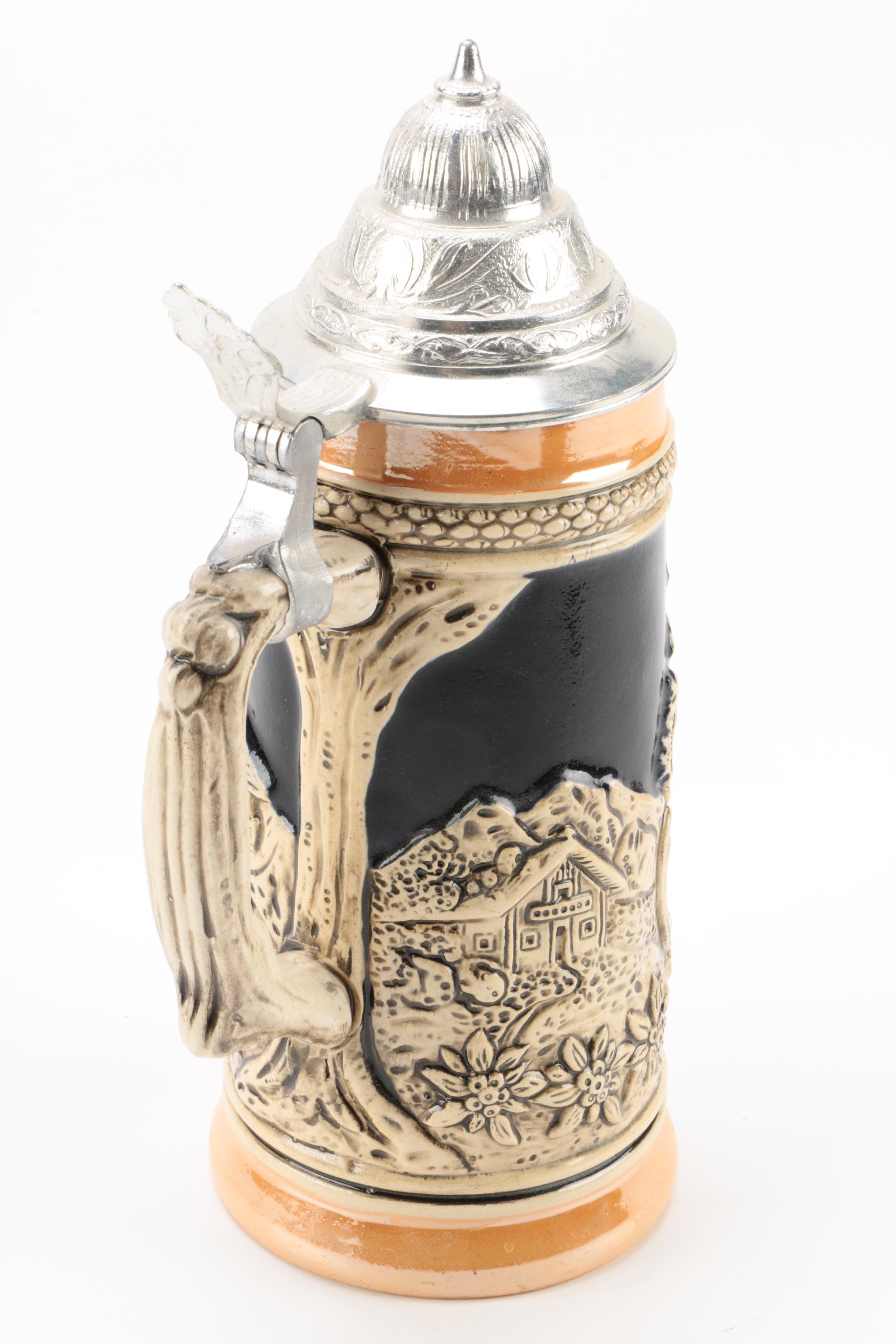 Vintage Theo Kuhn Munich Themed Stoneware Stein