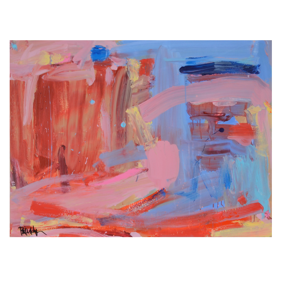 Robbie Kemper Abstract Acrylic Painting "Pink Curves"