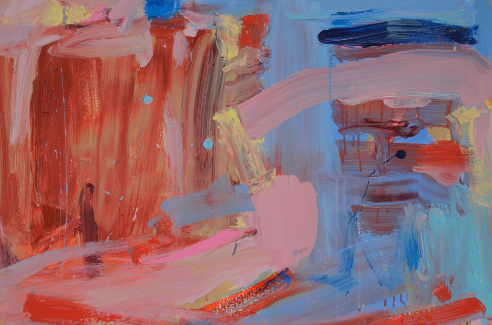 Robbie Kemper Abstract Acrylic Painting "Pink Curves"