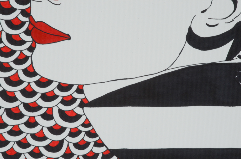 Francois Aguiard Original Ink Drawing of Audrey Hepburn