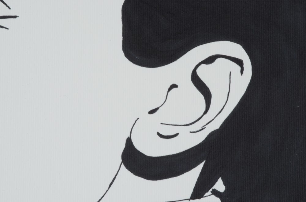 Francois Aguiard Original Ink Drawing of Audrey Hepburn