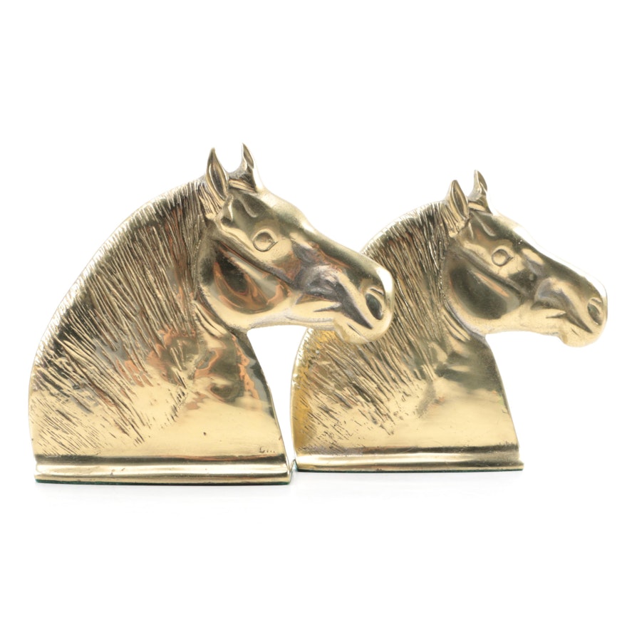 Brass Horse Head Bookends