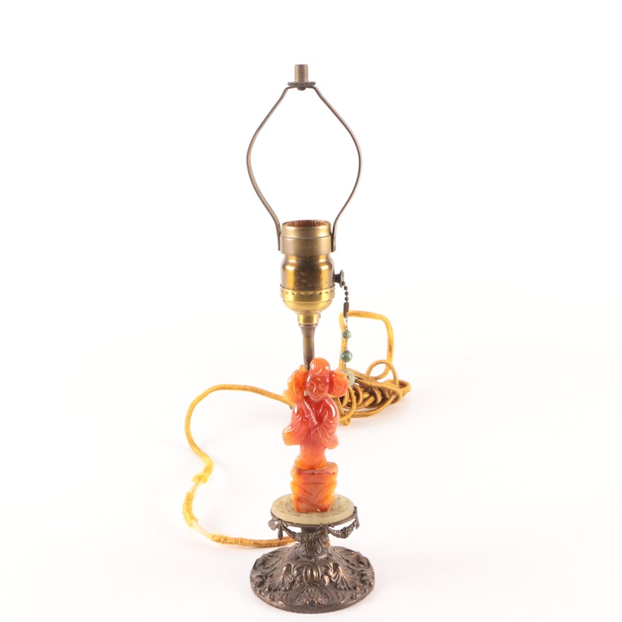 Vintage Carnelian Figural Accent Lamp
