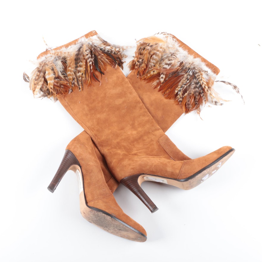 Michael Kors Boutique Suede and Feather Boots