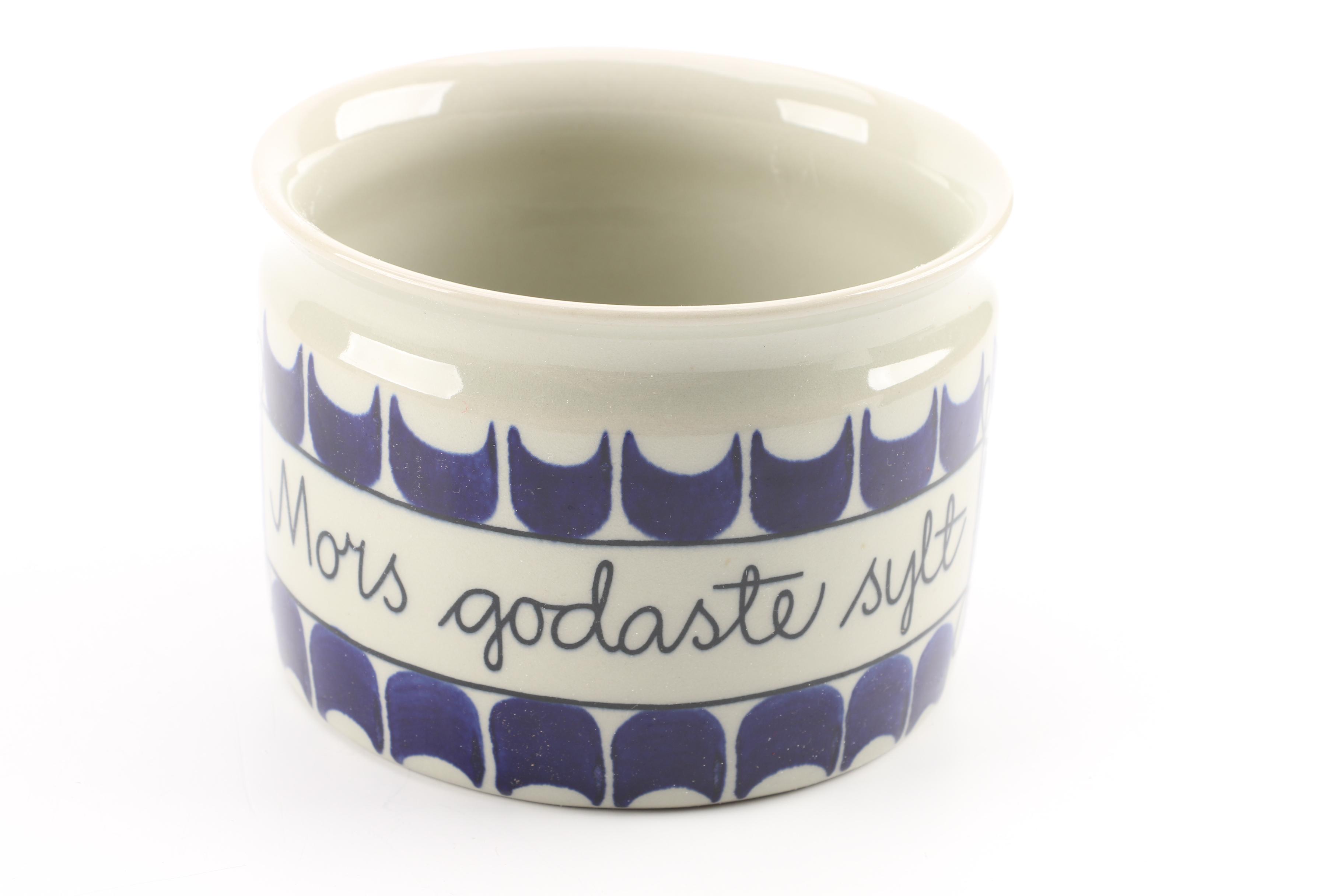 Rorstrand Pottery Swedish Wall Hanging Canisters and "Mother's Best Jam" Jar