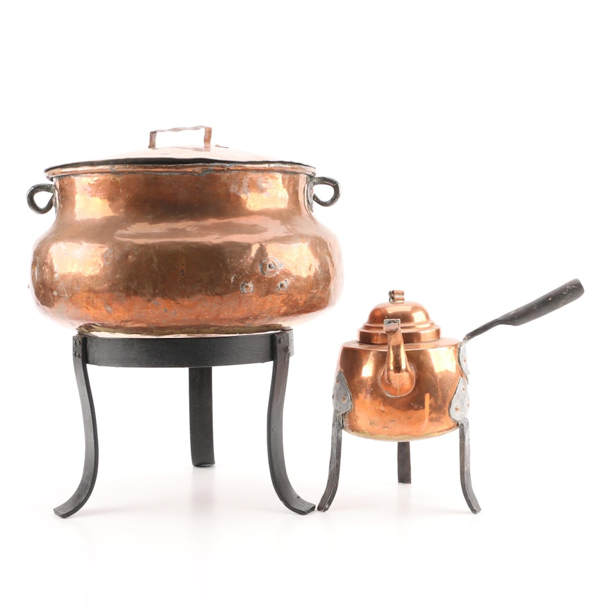 Vintage Copper Kettles with Stand